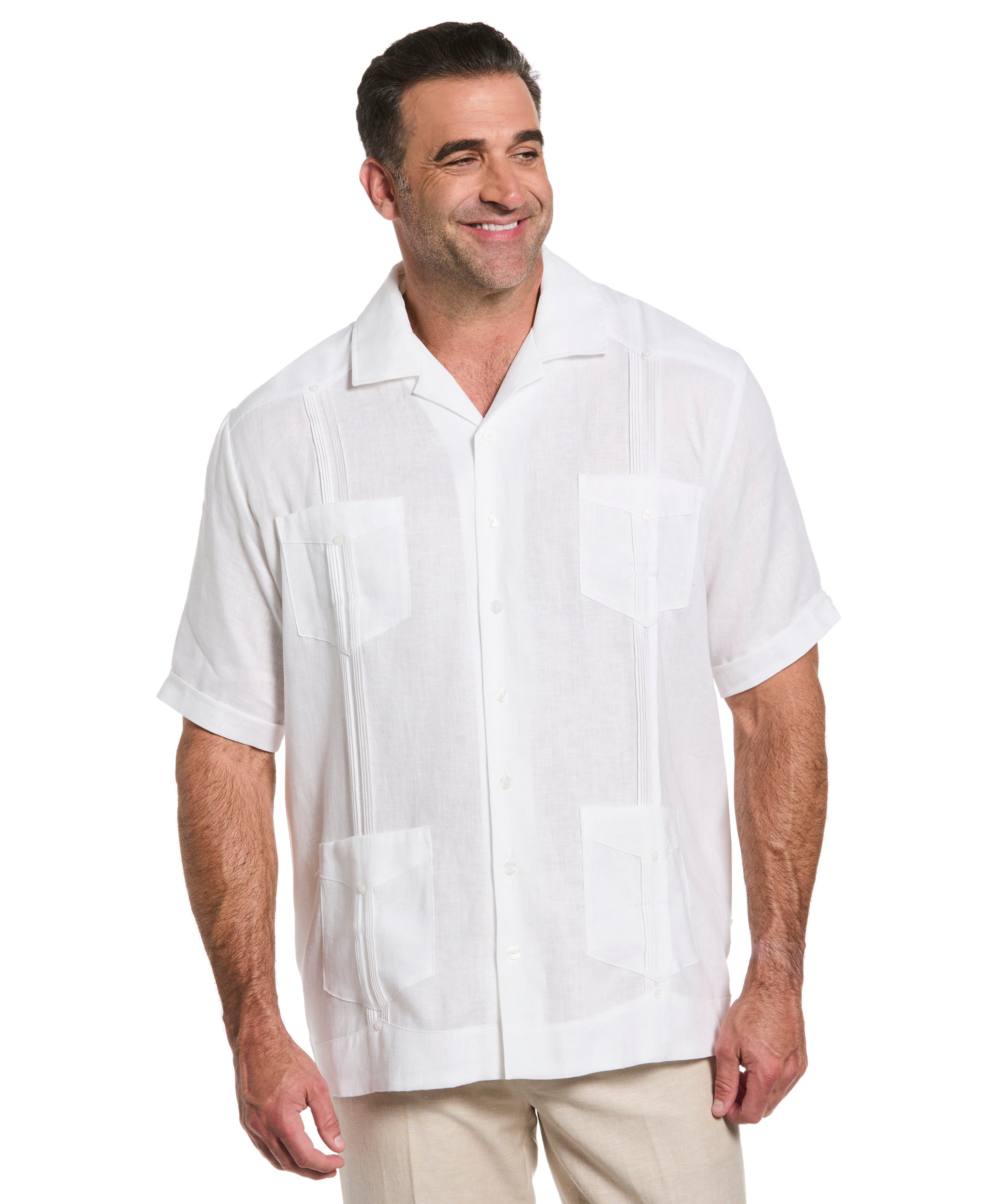 Big & Tall 100% Linen Classic Guayabera Shirt - Short Sleeve