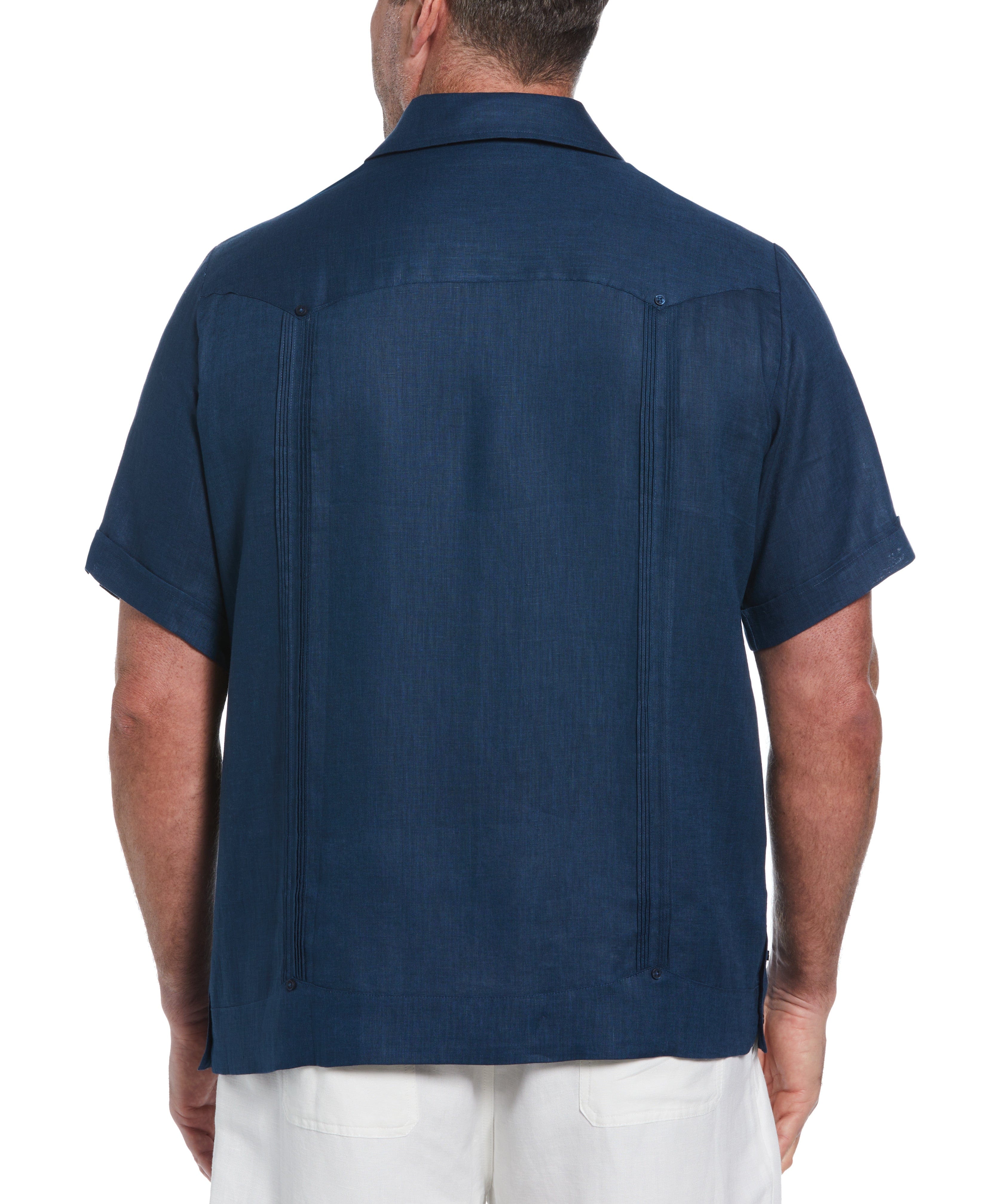 Big & Tall 100% Linen Classic Guayabera Shirt - Short Sleeve