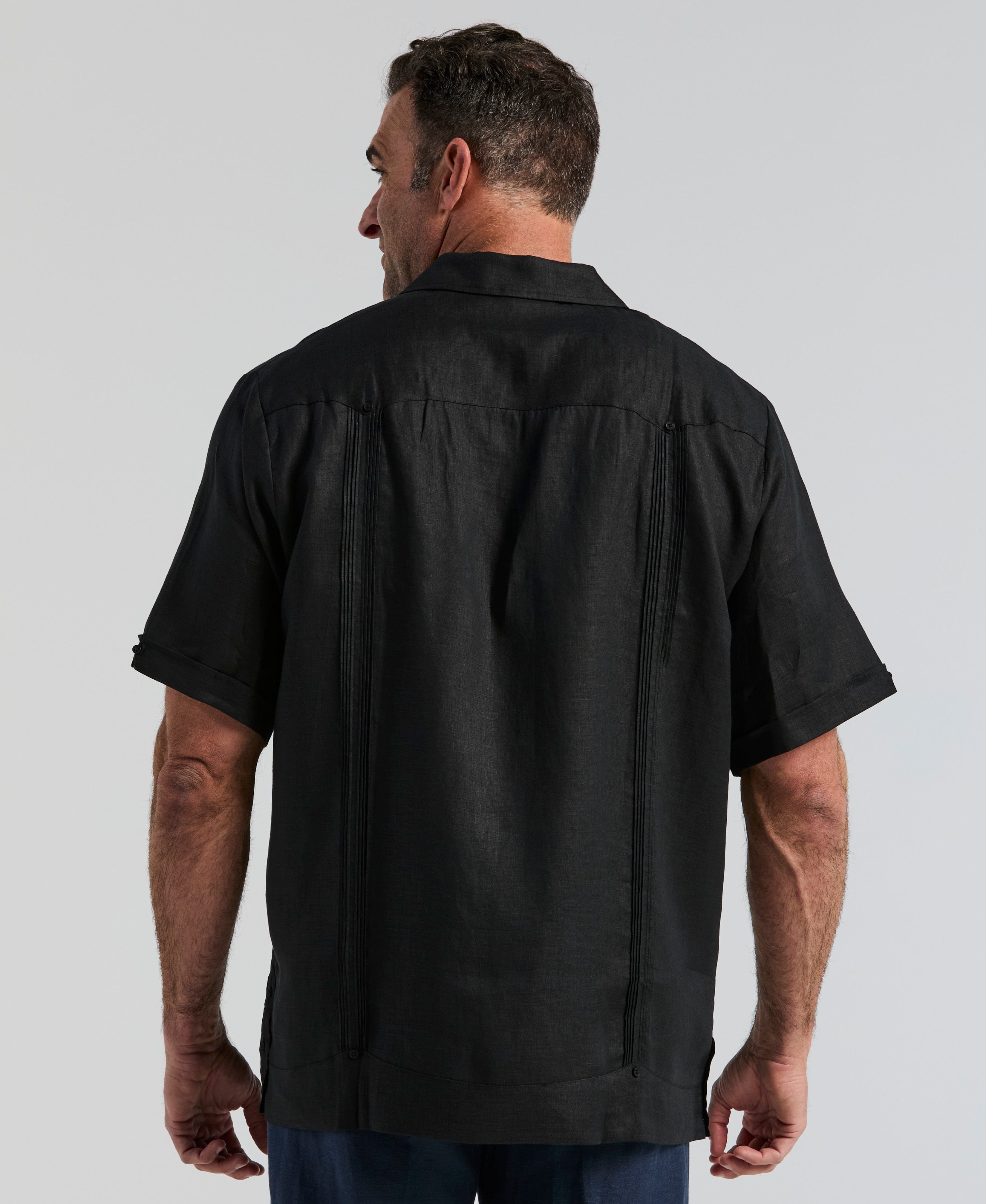 Big & Tall 100% Linen Classic Guayabera Shirt - Short Sleeve