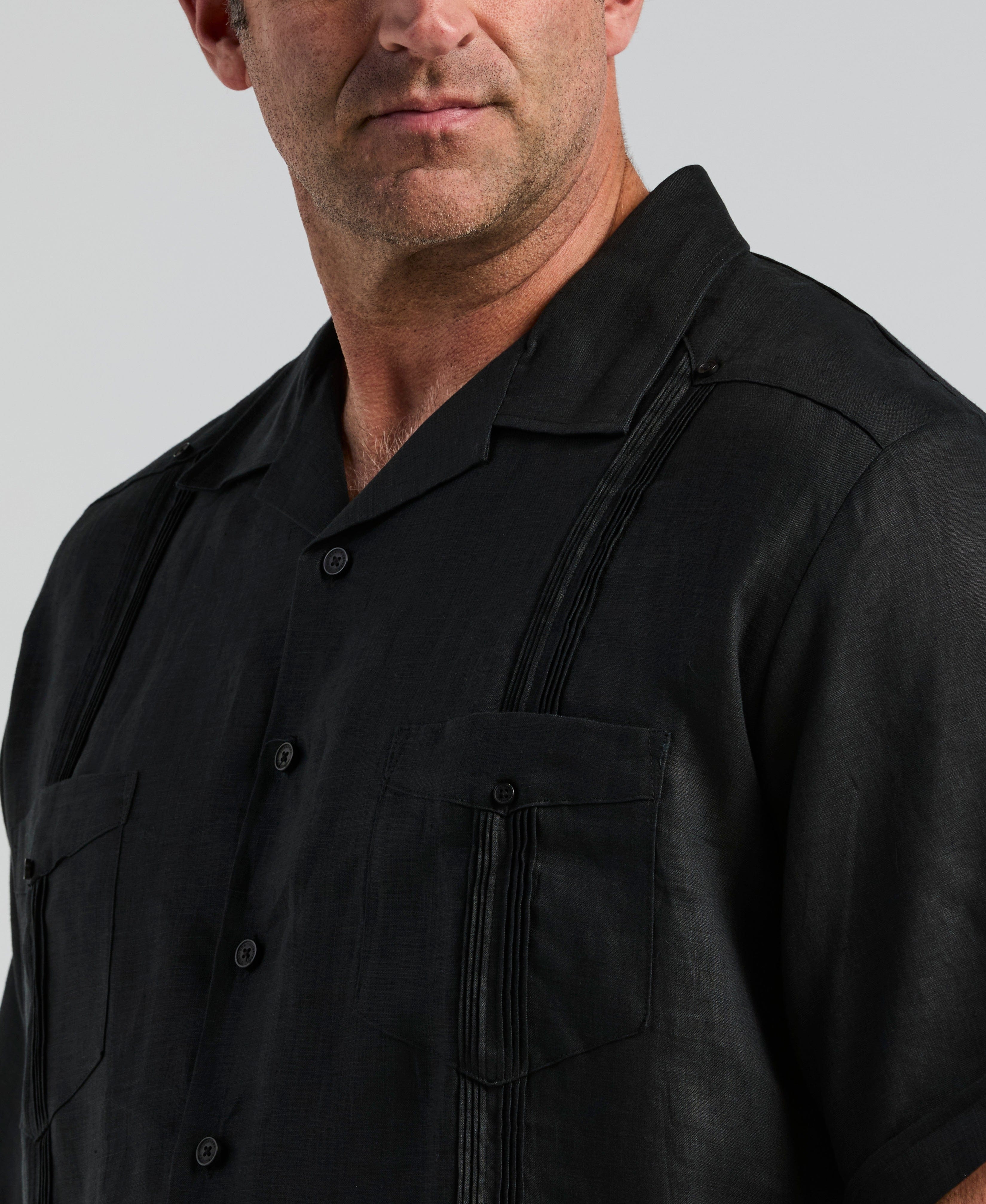Big & Tall 100% Linen Classic Guayabera Shirt - Short Sleeve