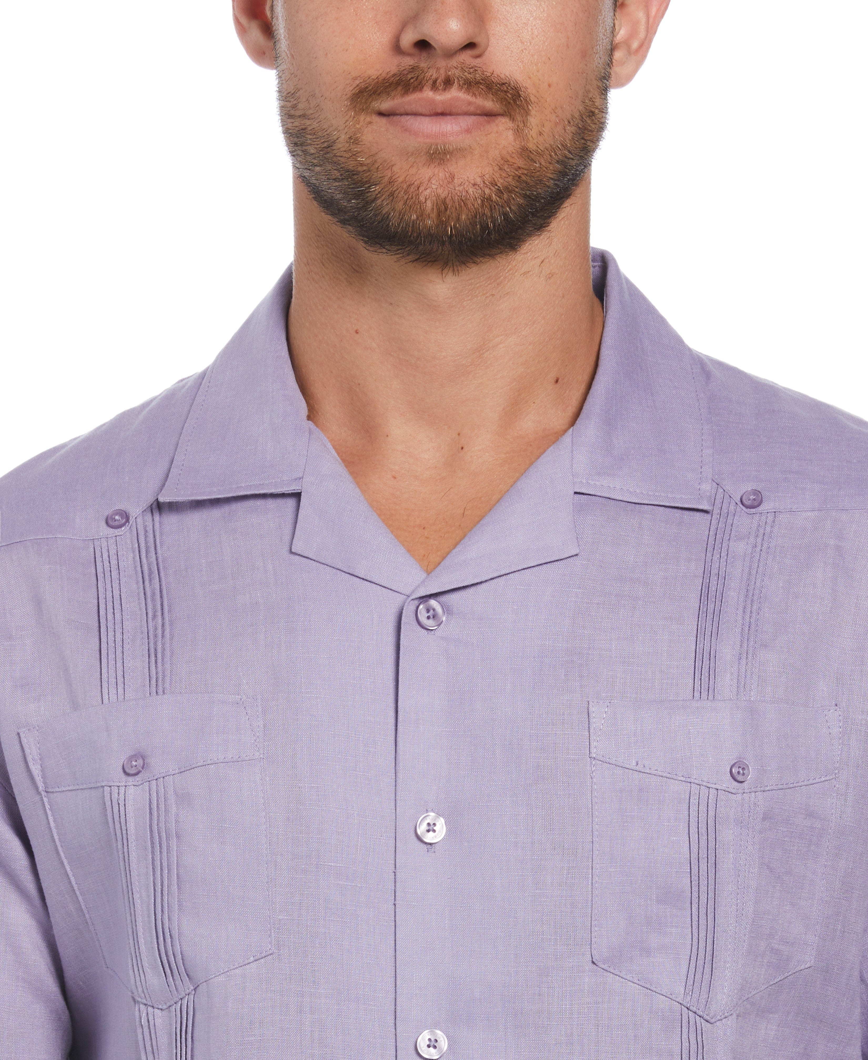 Big & Tall 100% Linen Classic Guayabera Shirt - Short Sleeve