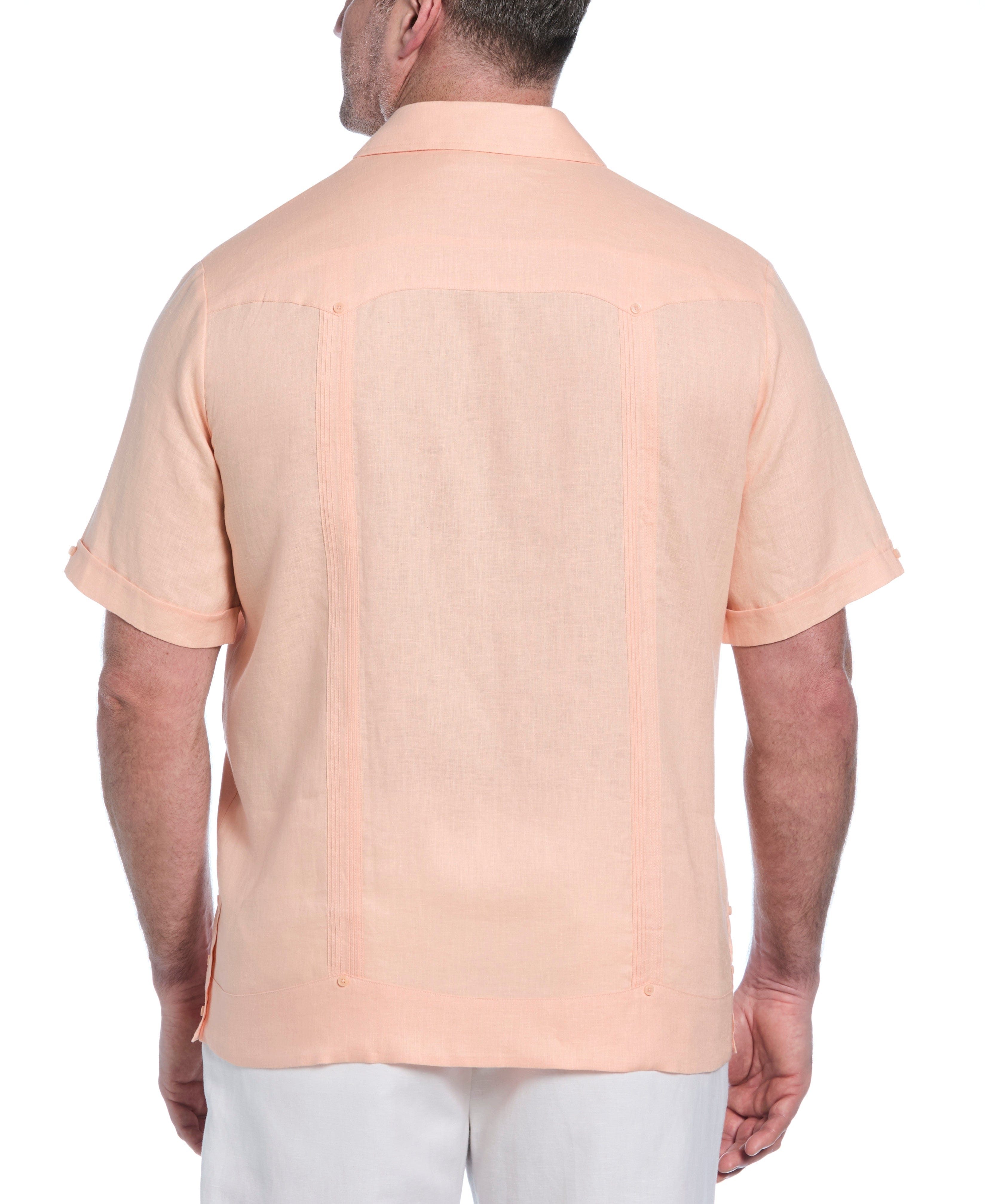 Big & Tall 100% Linen Classic Guayabera Shirt - Short Sleeve