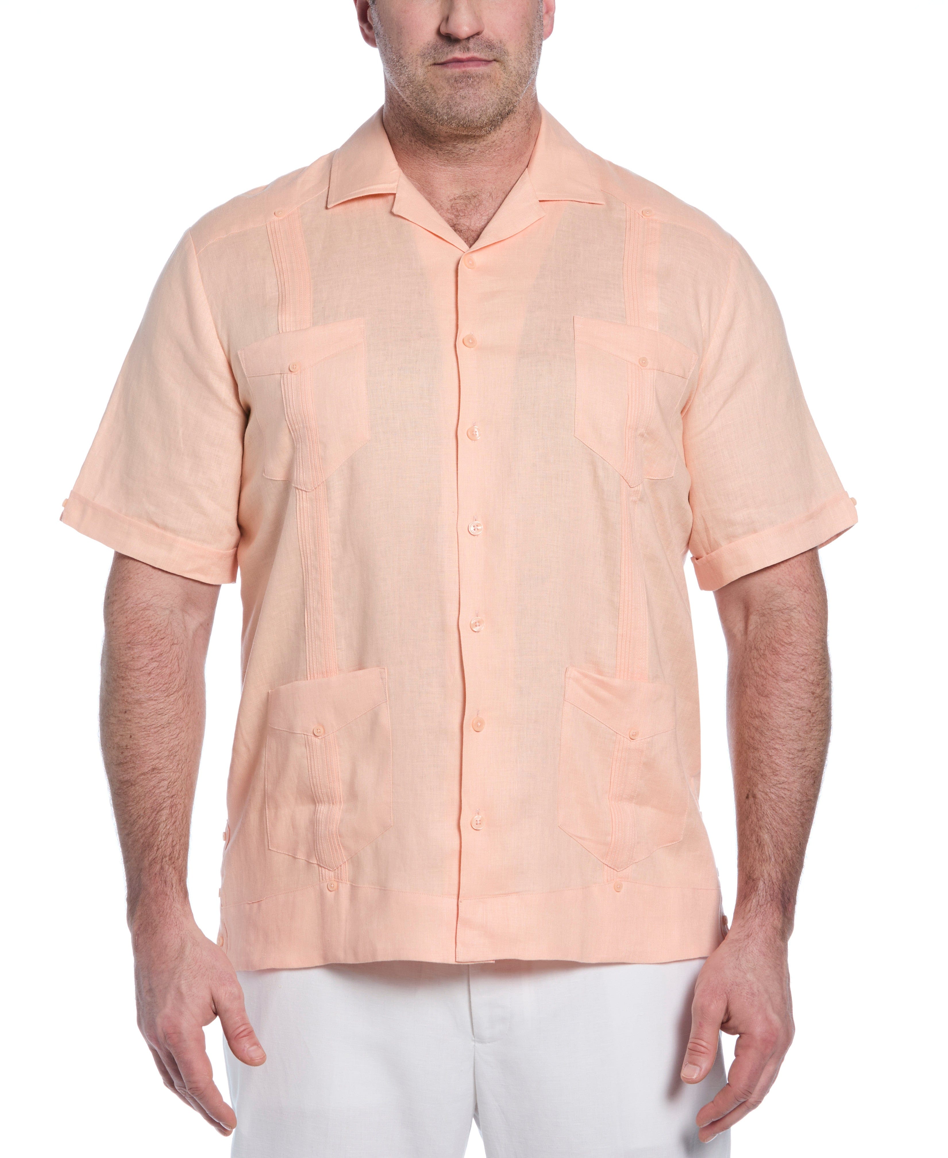 Big & Tall 100% Linen Classic Guayabera Shirt - Short Sleeve