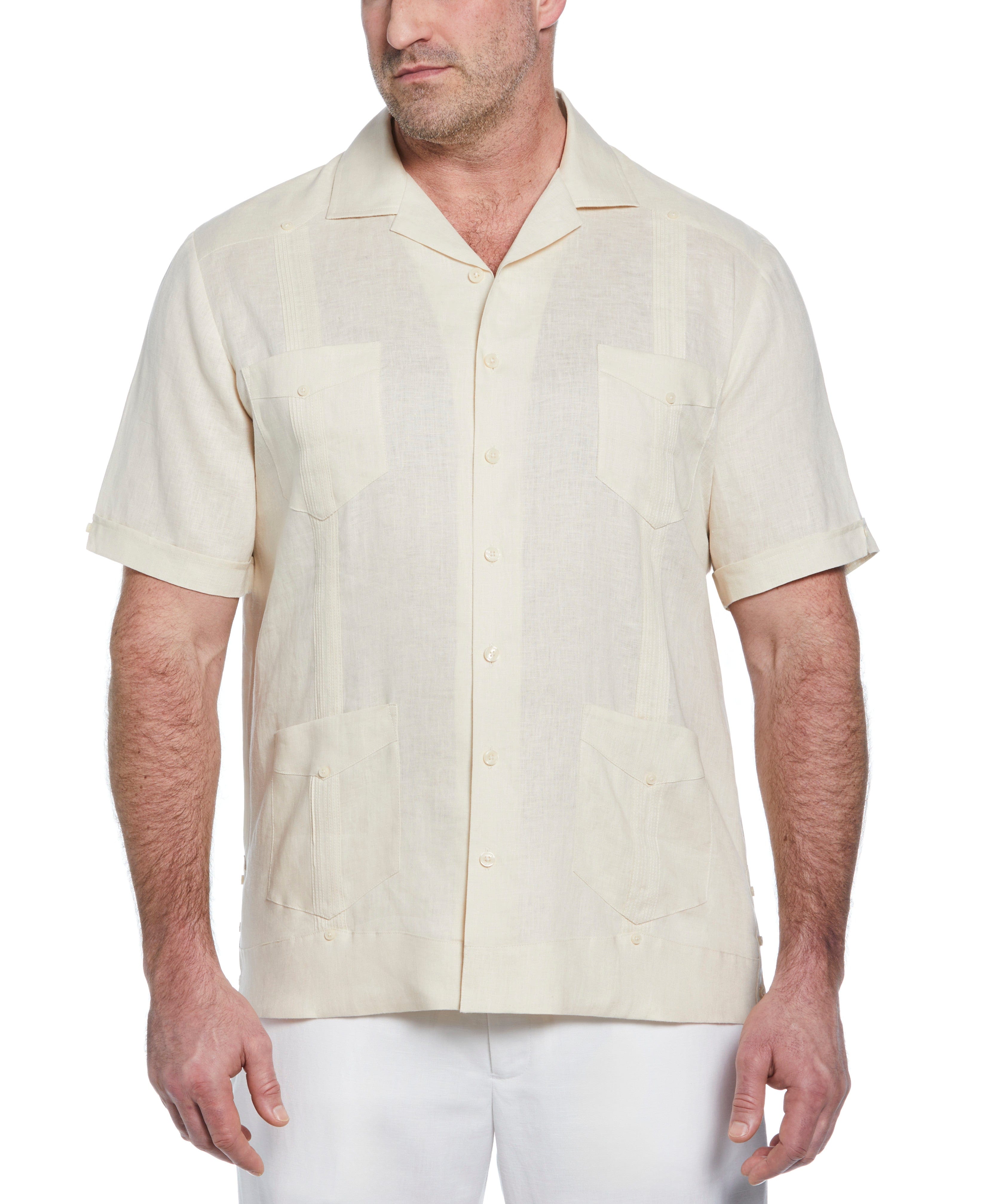 Big & Tall 100% Linen Classic Guayabera Shirt - Short Sleeve