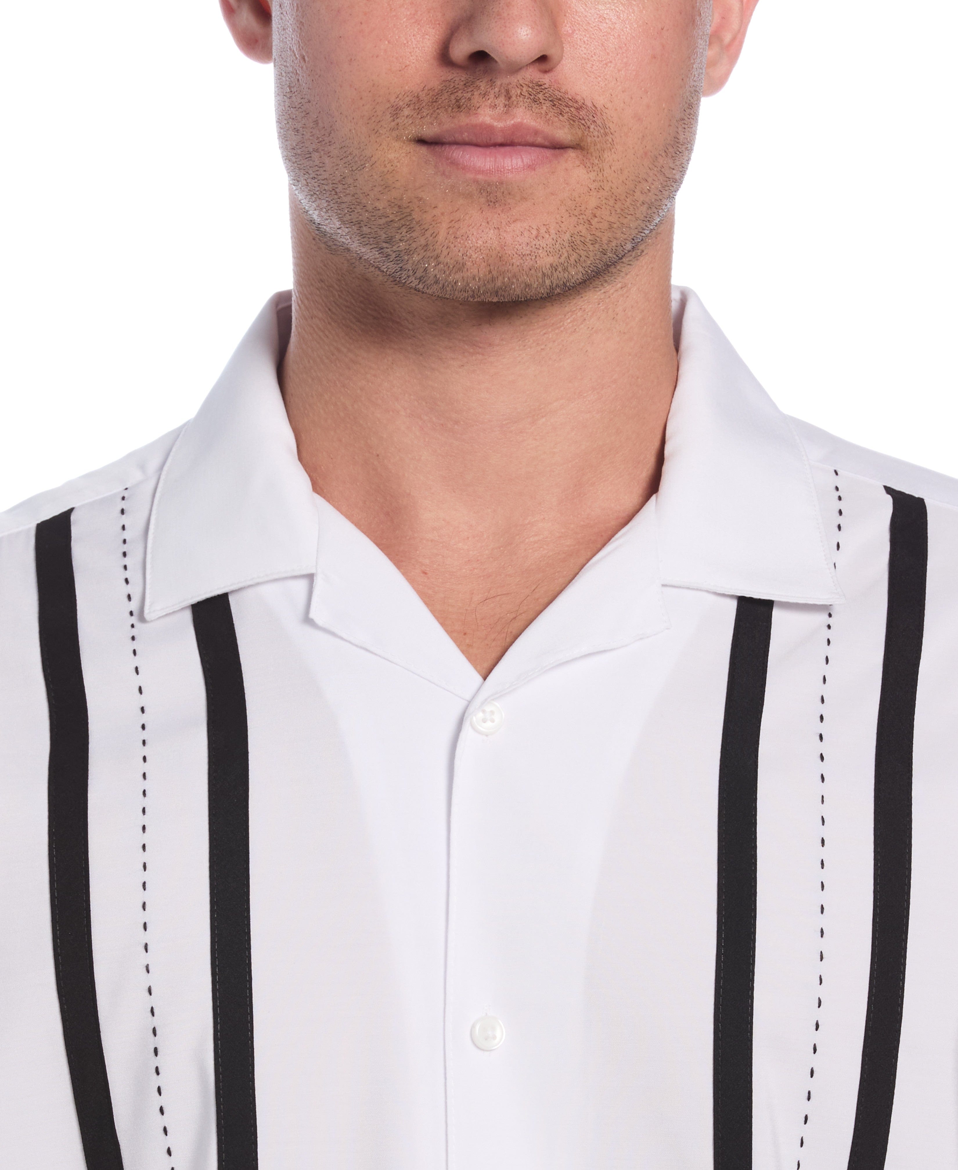 Contrast Panel Camp Collar Shirt