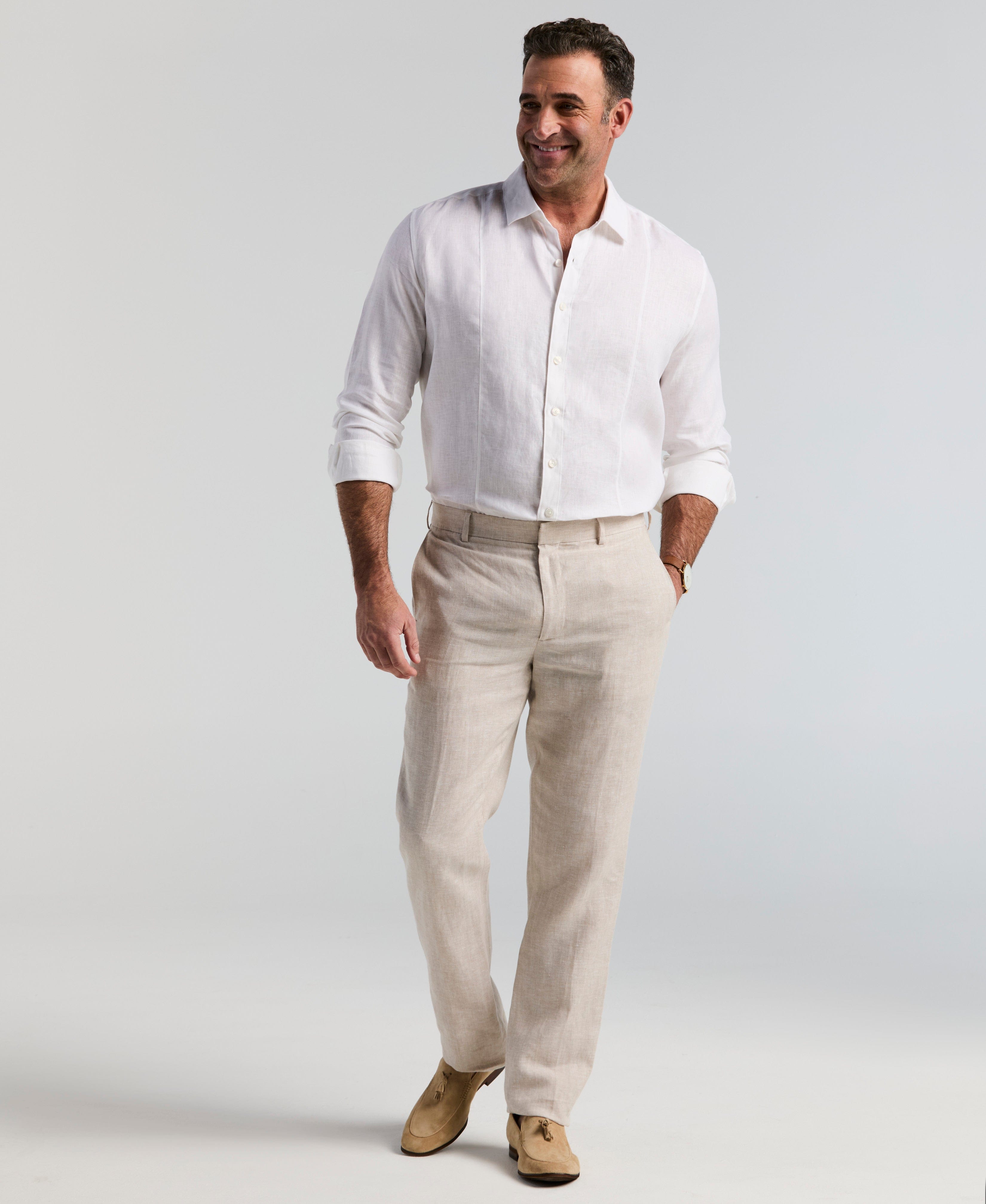 Big & Tall Delave Linen Flat Front Pant