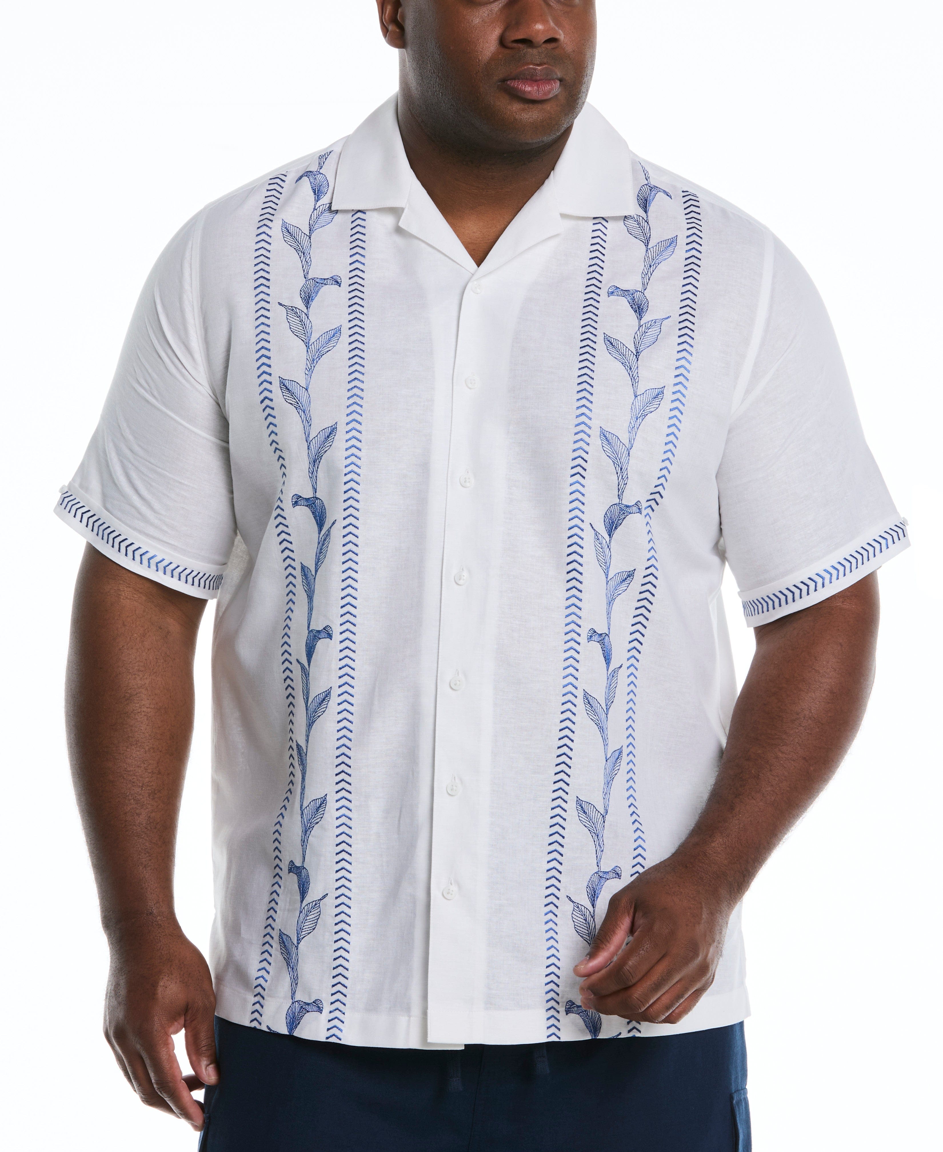 Big & Tall Embroidery Leaf Panel Shirt