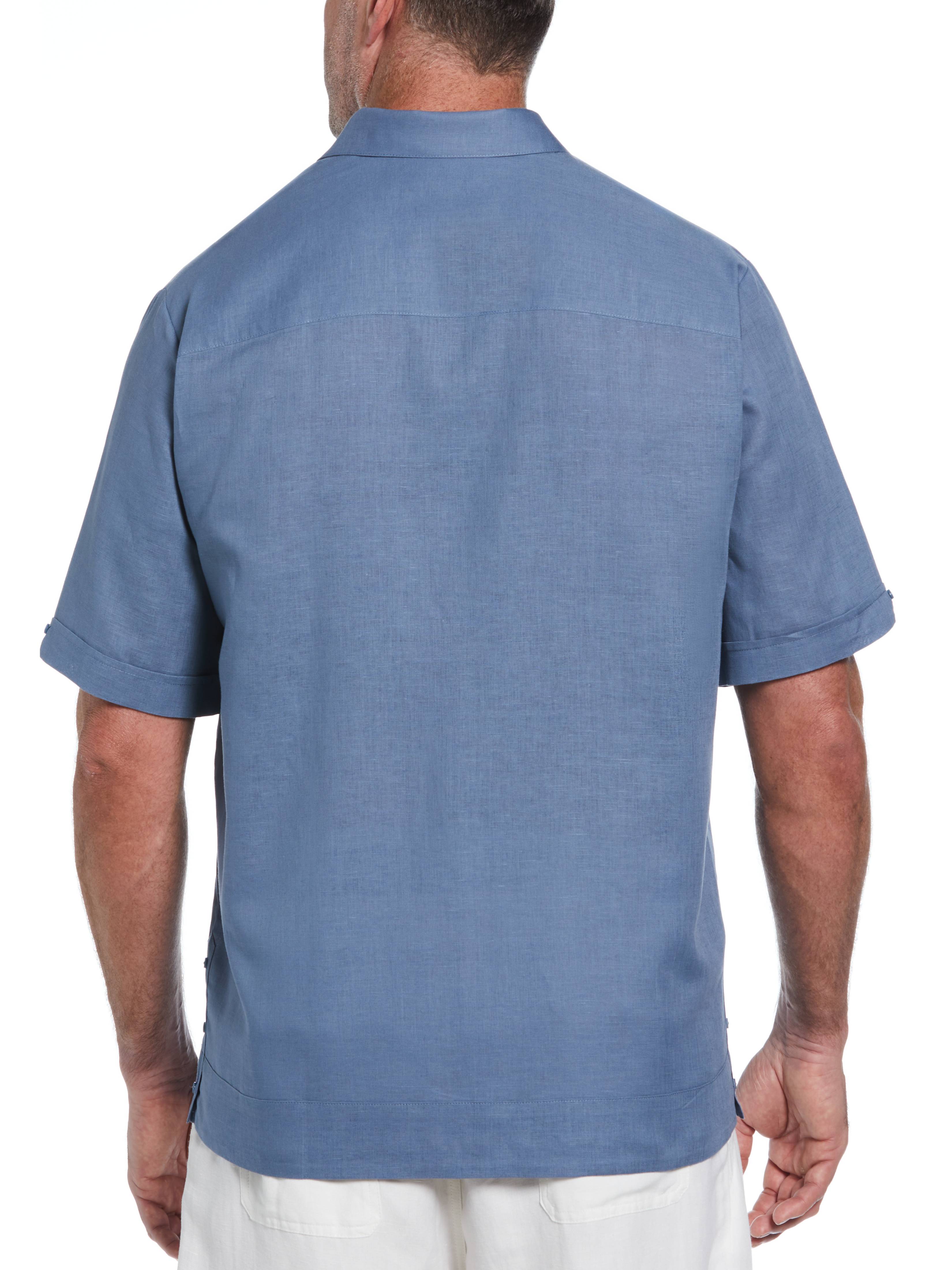 Big & Tall Linen Blend Dobby Camp Collar Shirt