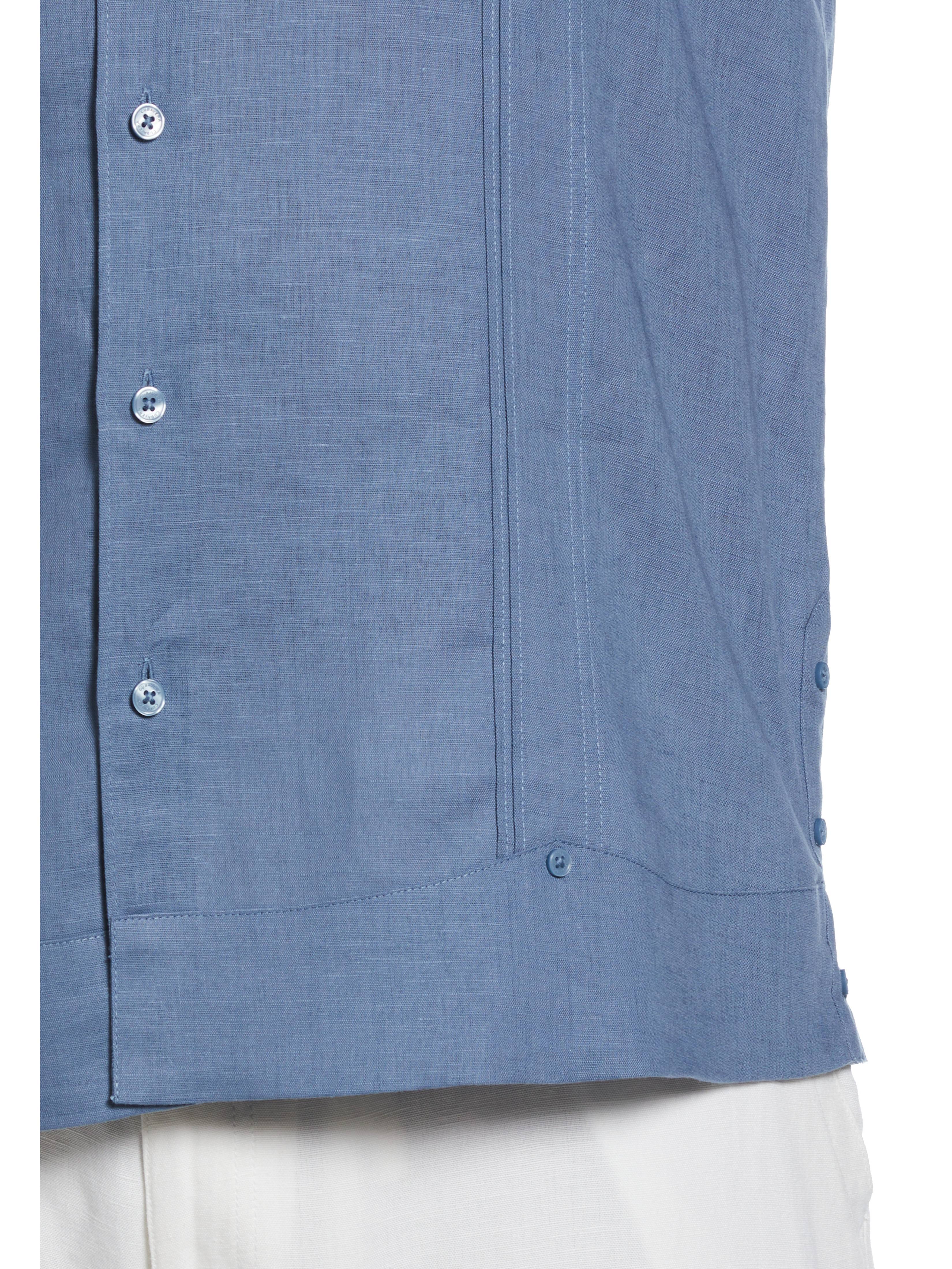 Big & Tall Linen Blend No-Pocket Guayabera Shirt