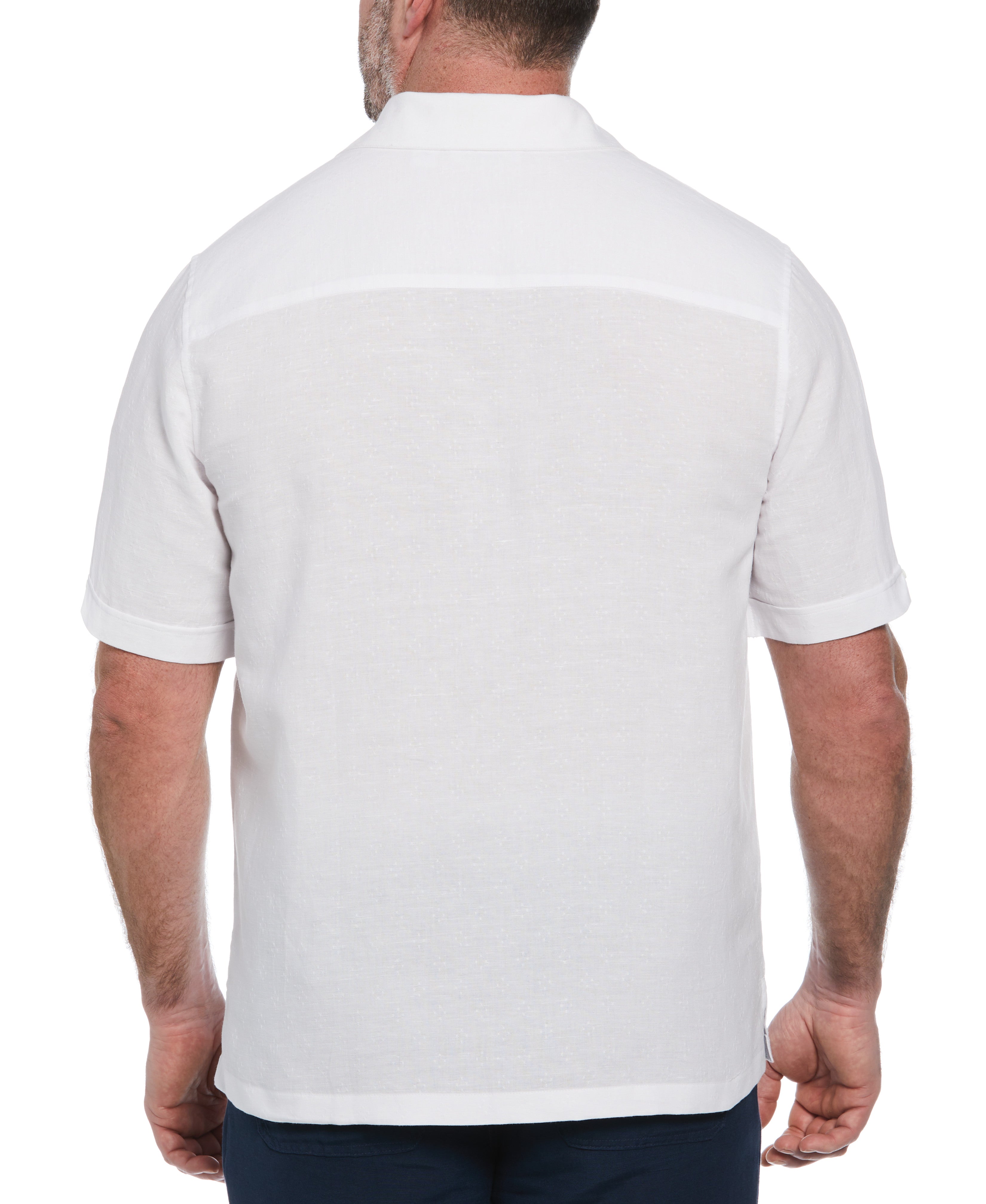 Big & Tall Linen Blend Dobby Camp Collar Shirt
