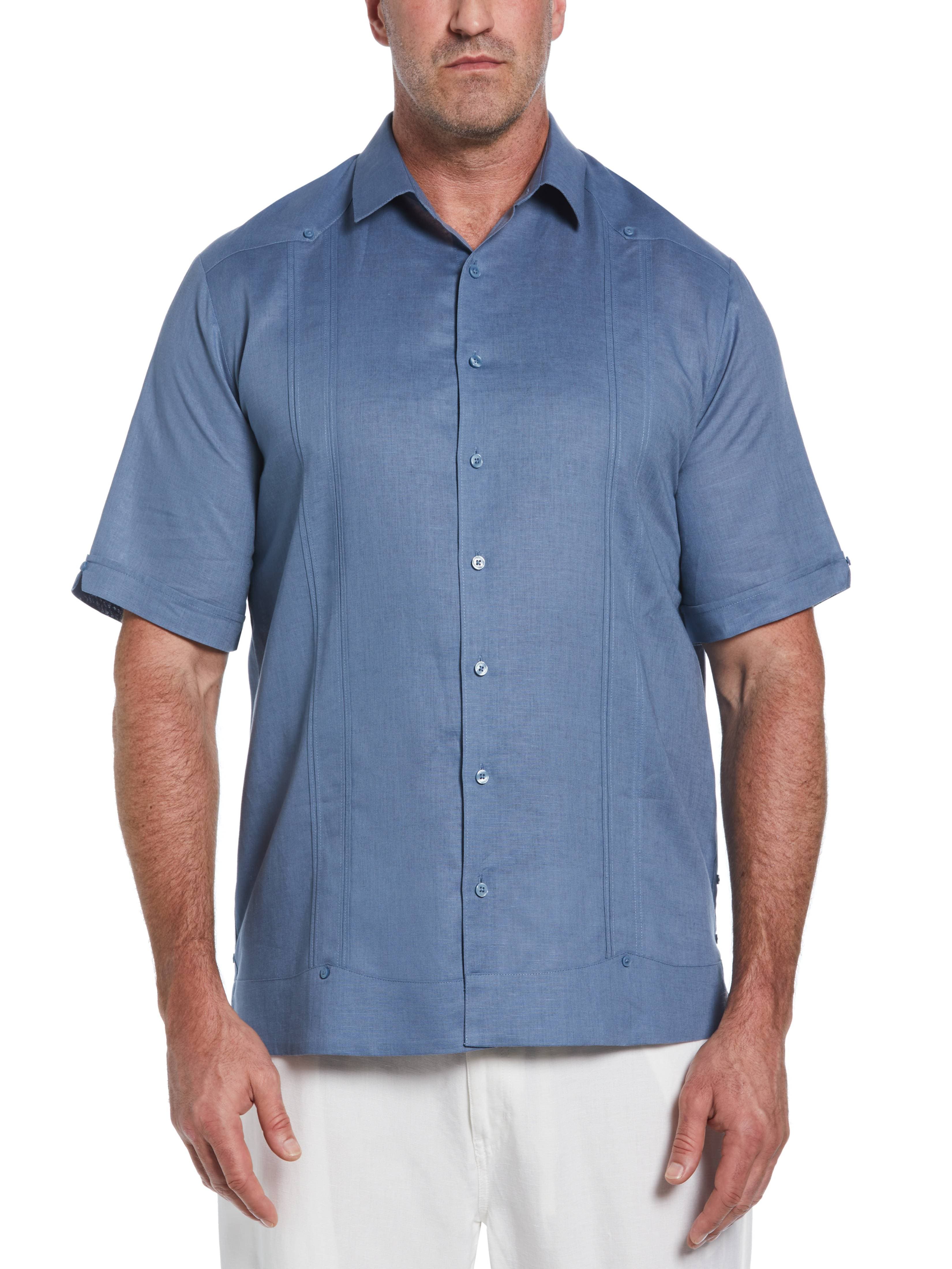 Big & Tall Linen Blend Dobby Camp Collar Shirt