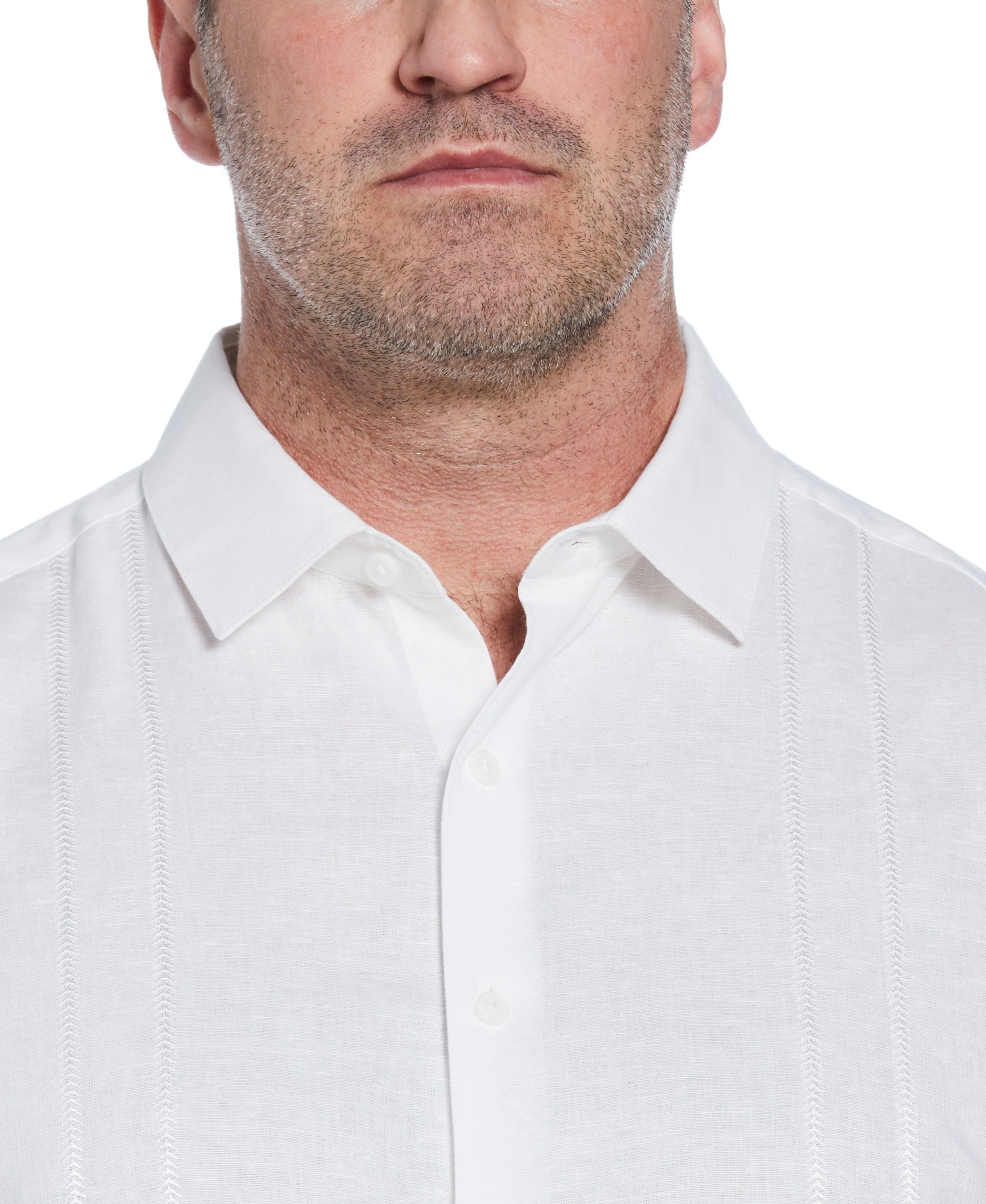 Big & Tall Linen Blend Embroidered Panel Shirt