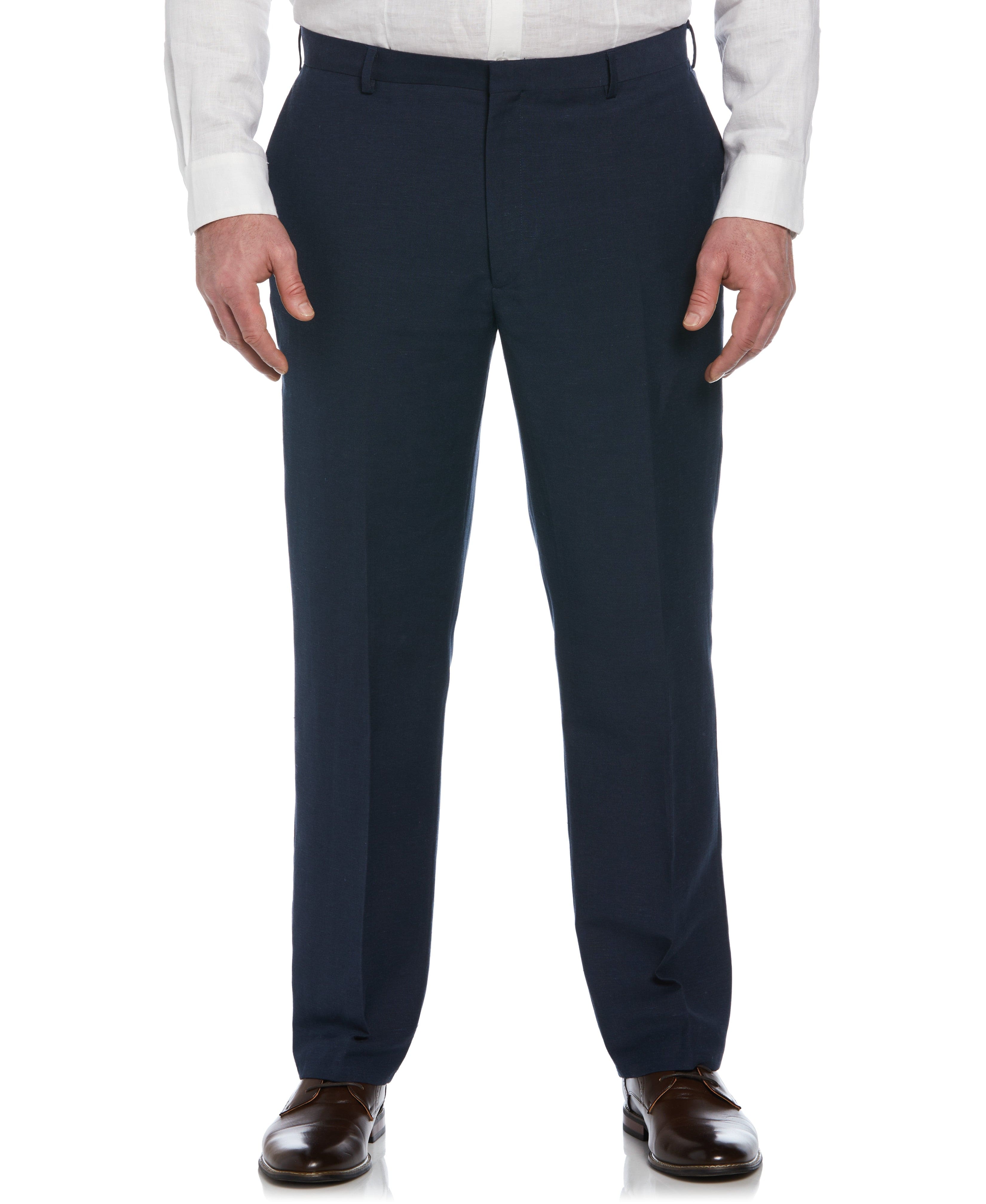 Big & Tall Linen-Blend Flat Front Pants