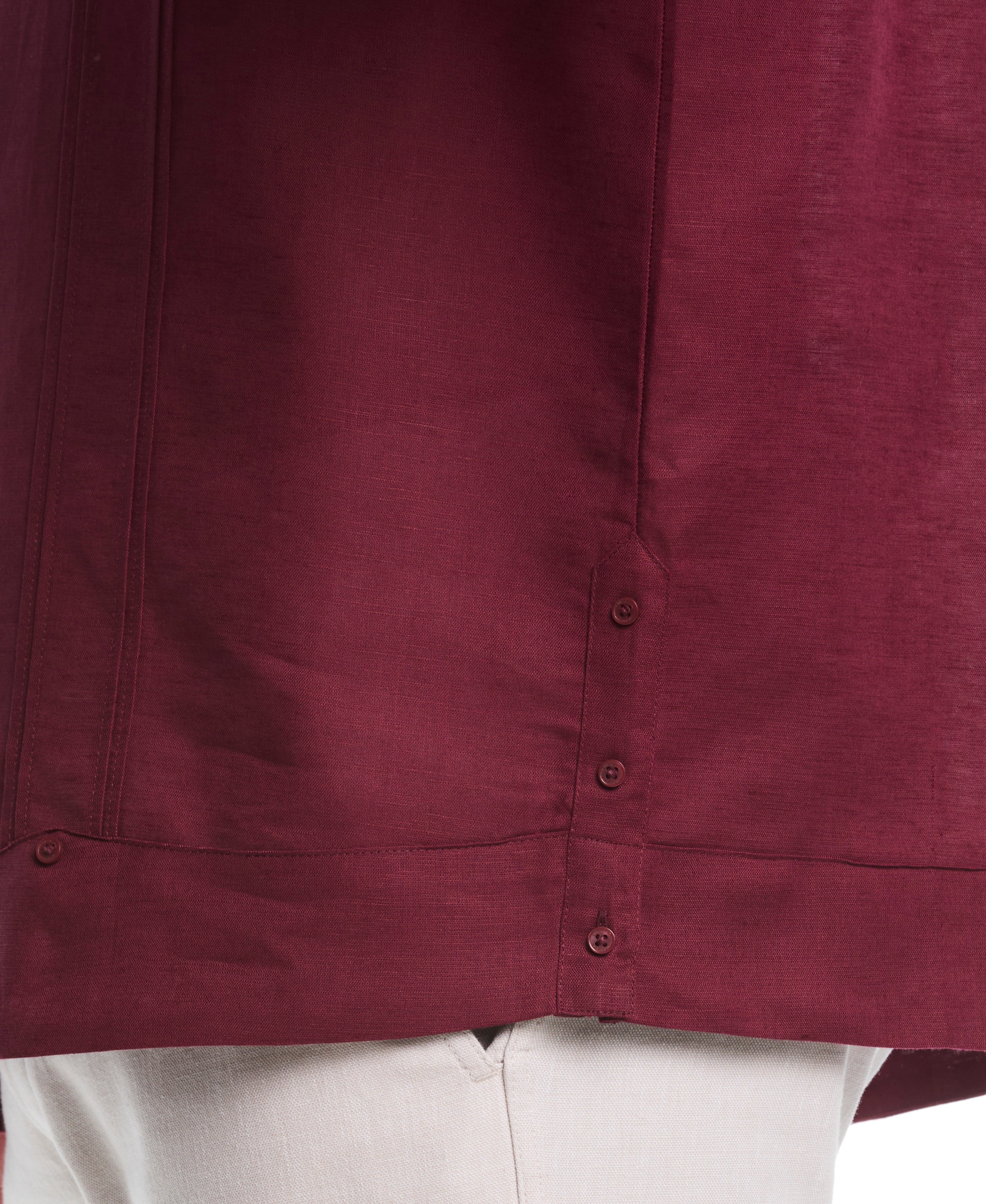Big & Tall Linen Blend No-Pocket Guayabera Shirt