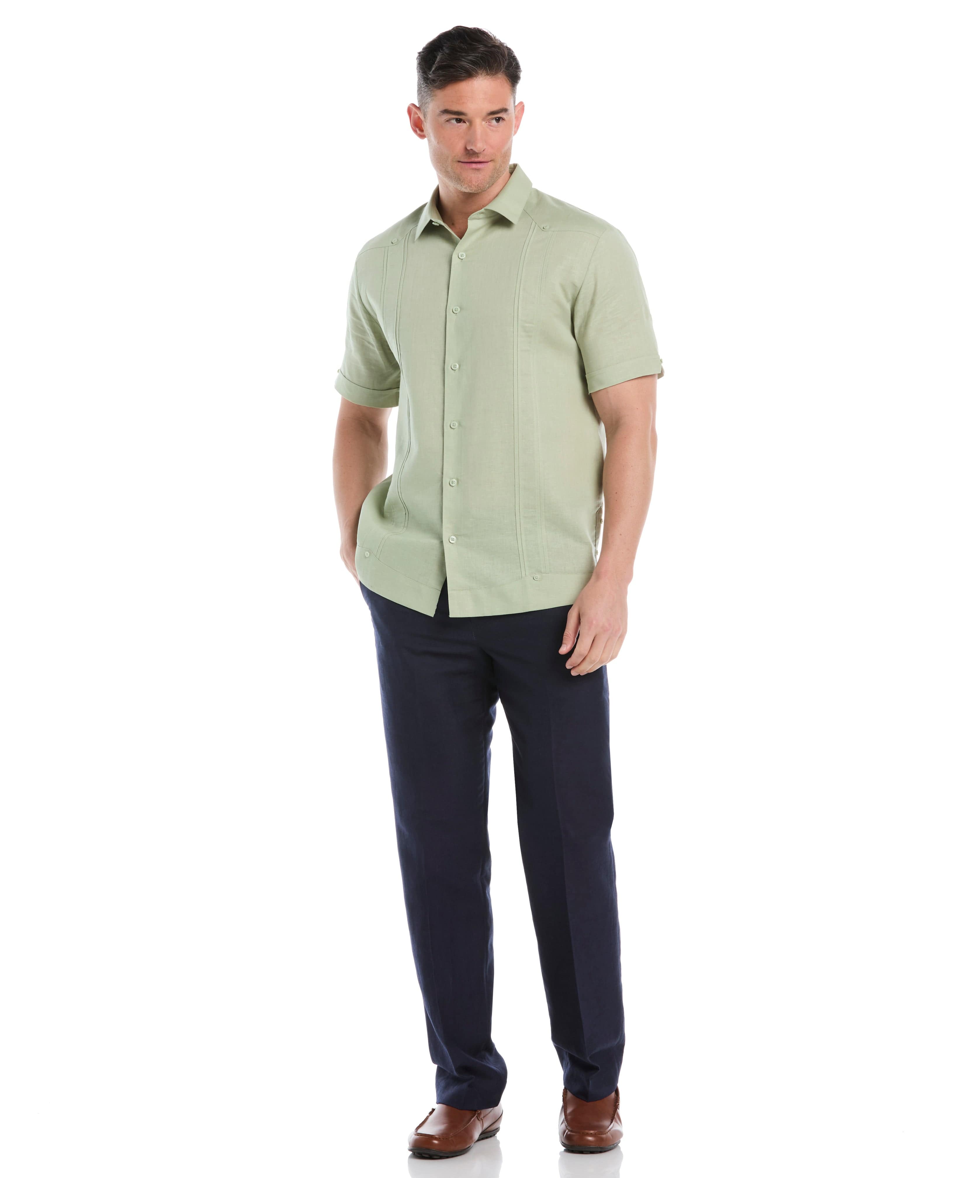 Big & Tall Linen Blend No-Pocket Guayabera Shirt
