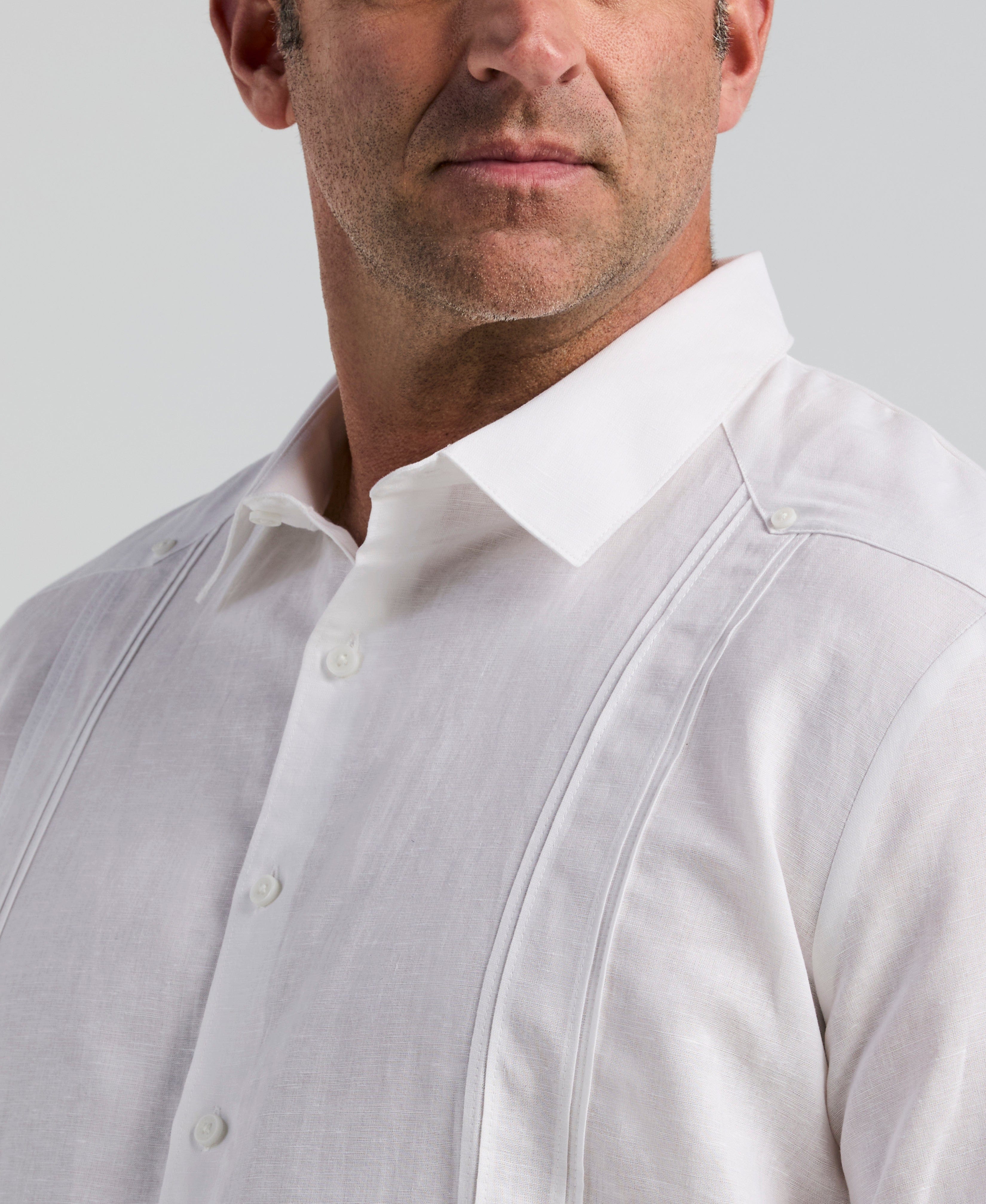Big & Tall Linen Blend No-Pocket Guayabera Shirt