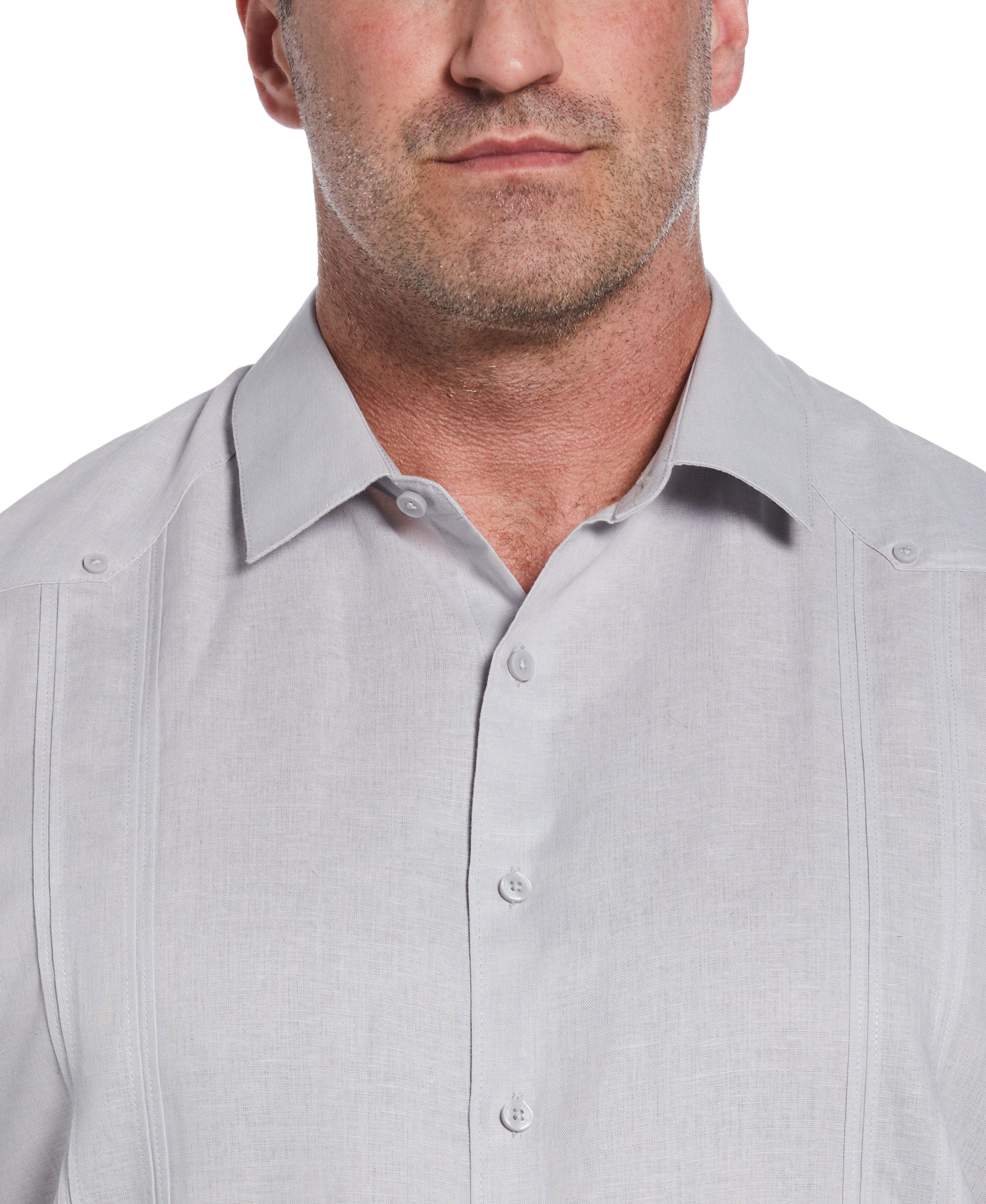 Big & Tall Linen Blend No-Pocket Guayabera Shirt
