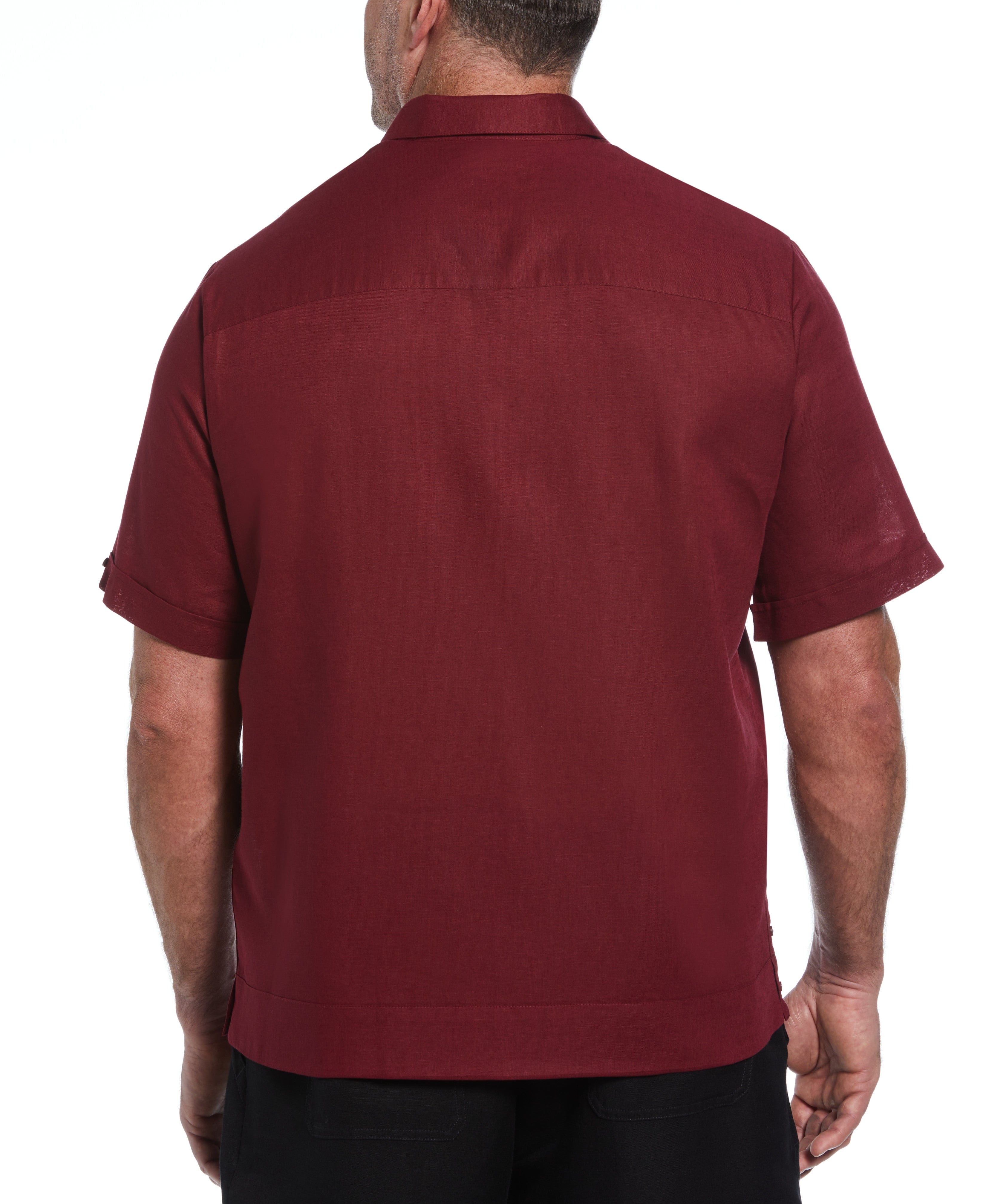 Big & Tall Linen Blend No-Pocket Guayabera Shirt