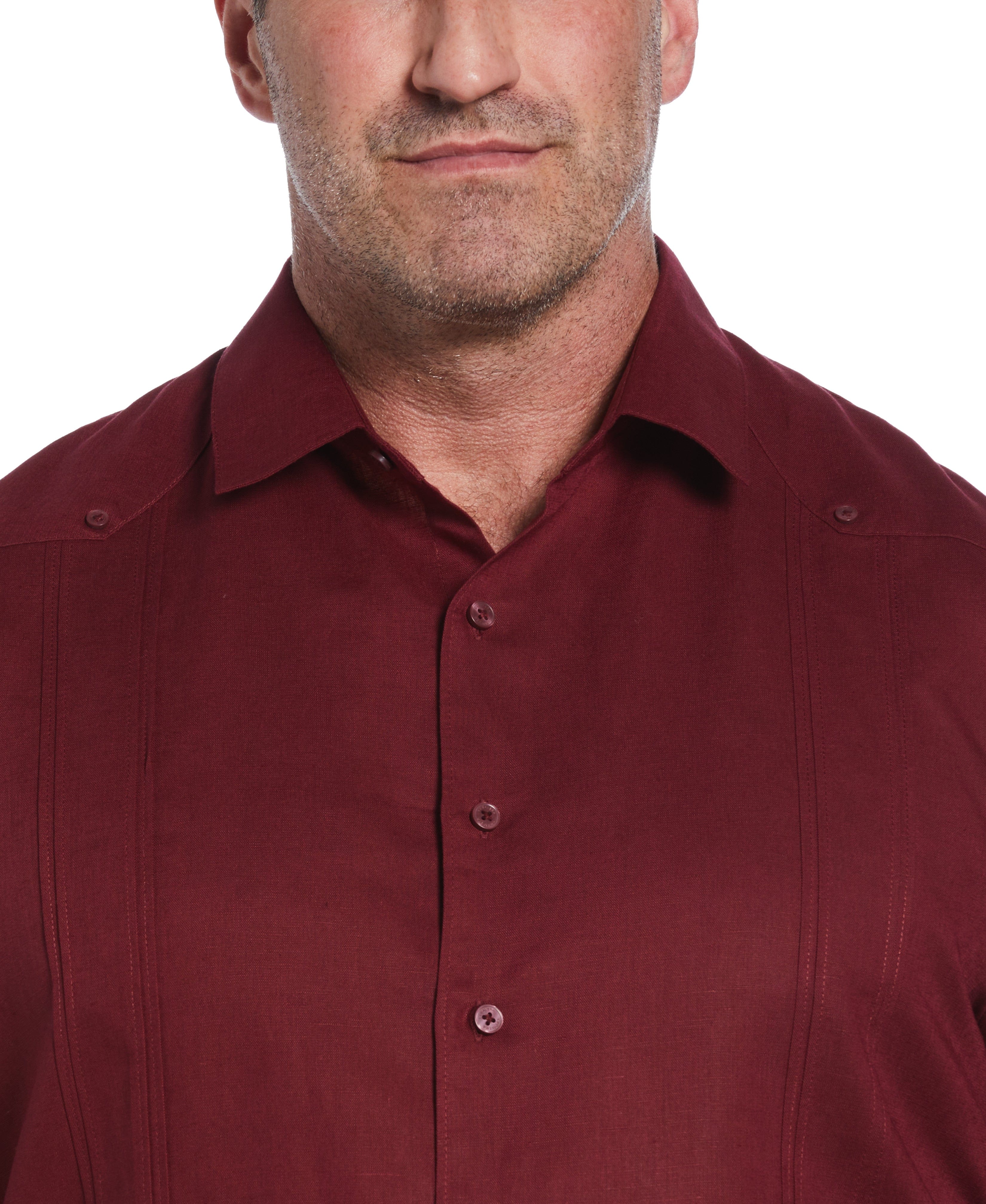 Big & Tall Linen Blend No-Pocket Guayabera Shirt