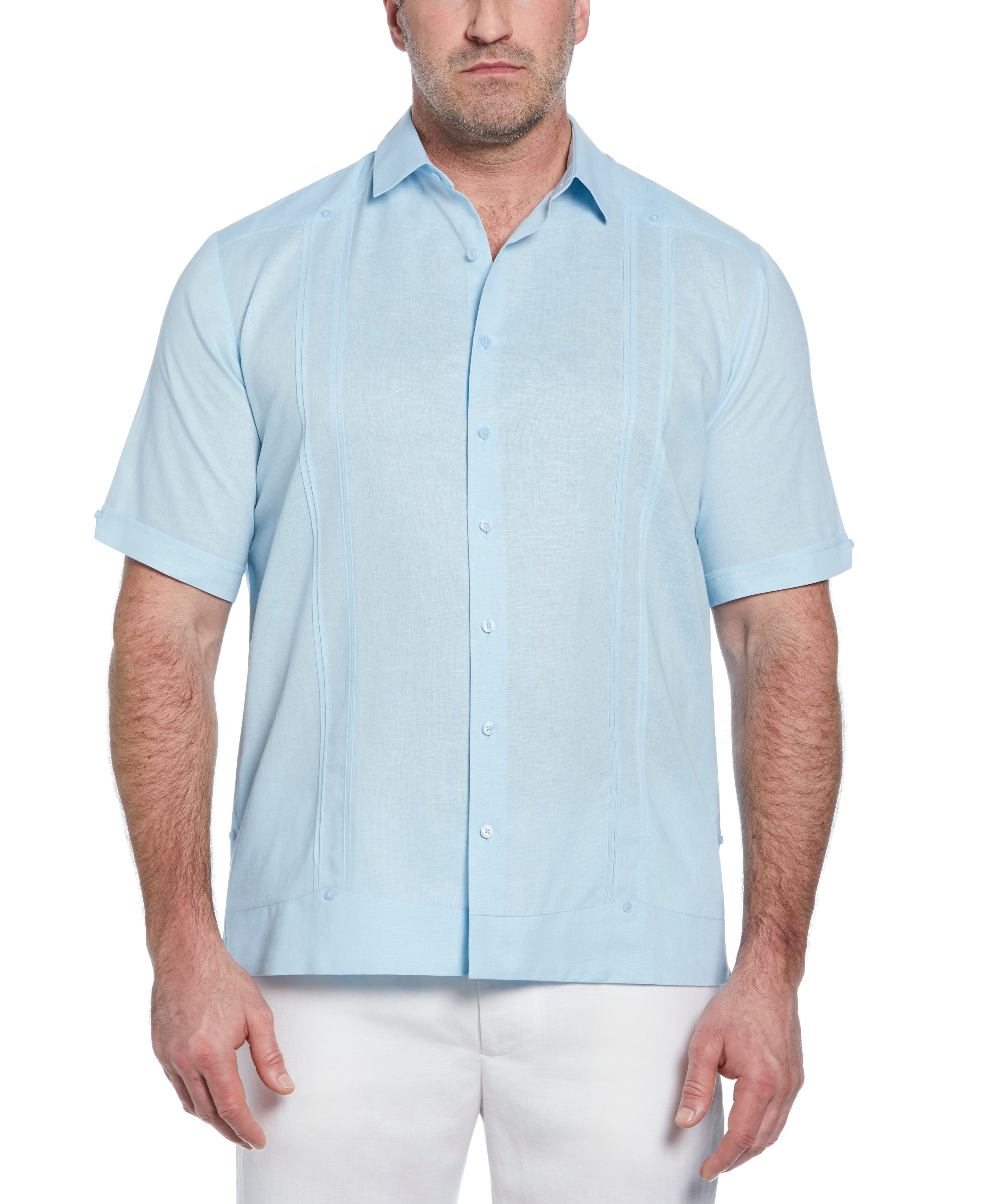 Big & Tall Linen Blend No-Pocket Guayabera Shirt