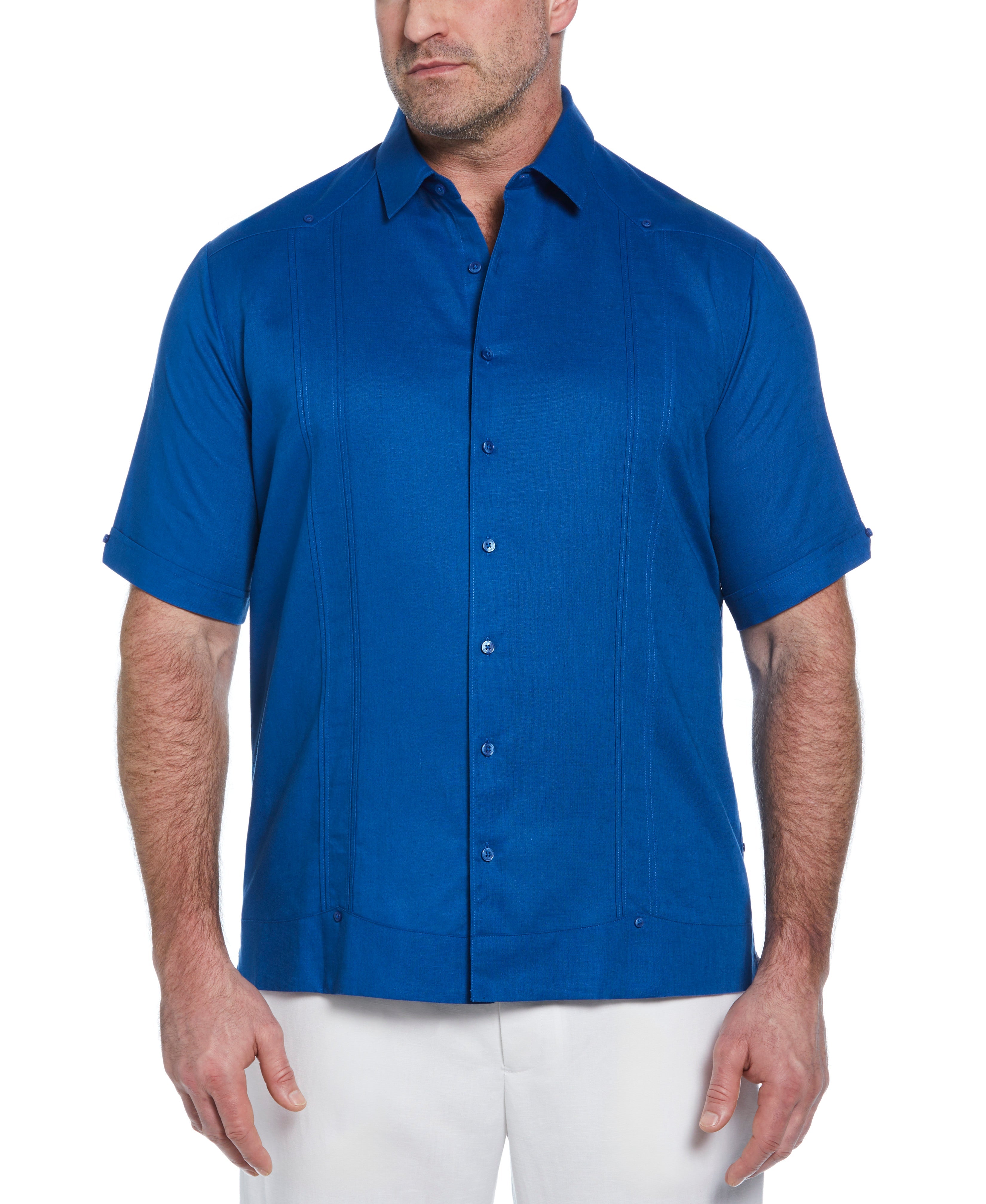 Big & Tall Linen Blend No-Pocket Guayabera Shirt