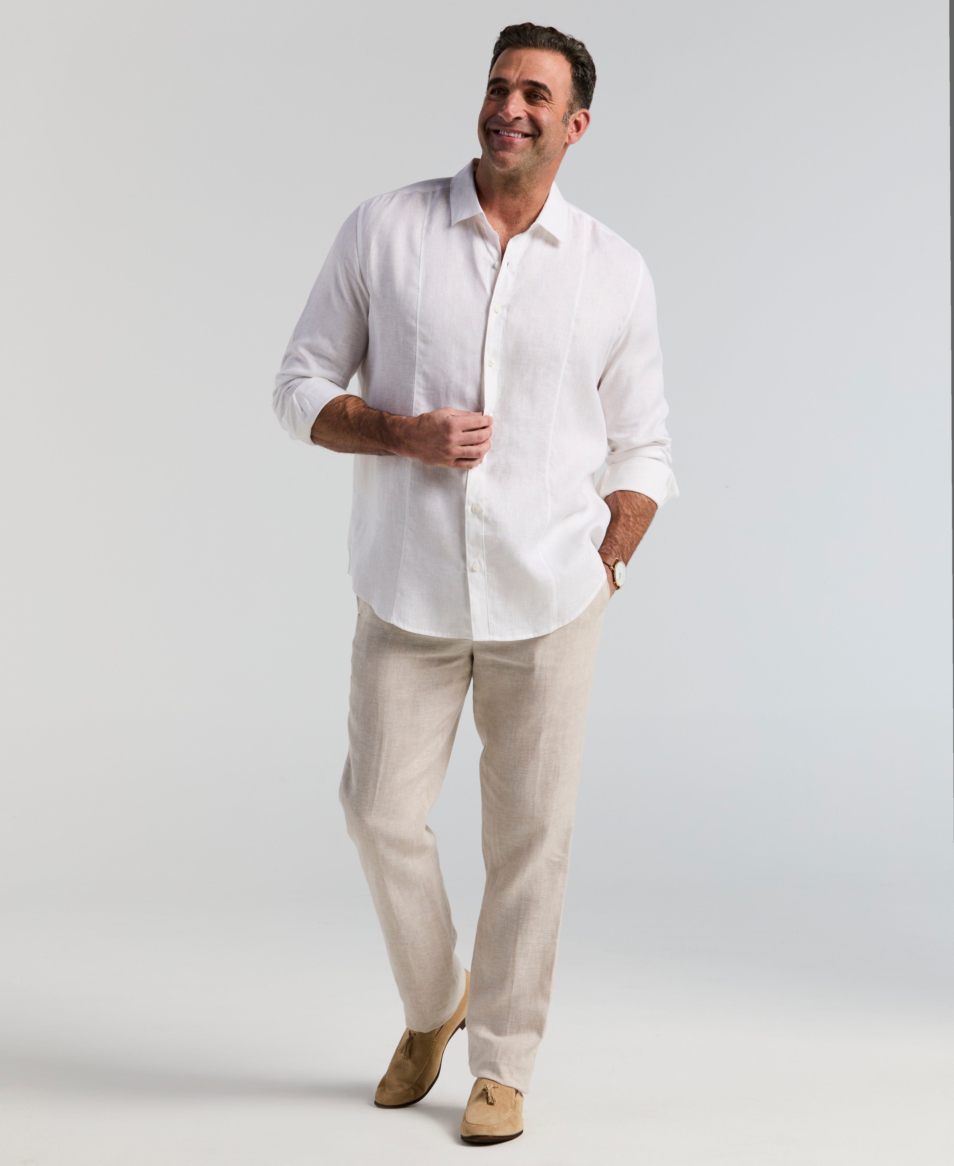 Big & Tall Solid Linen Sport Shirt
