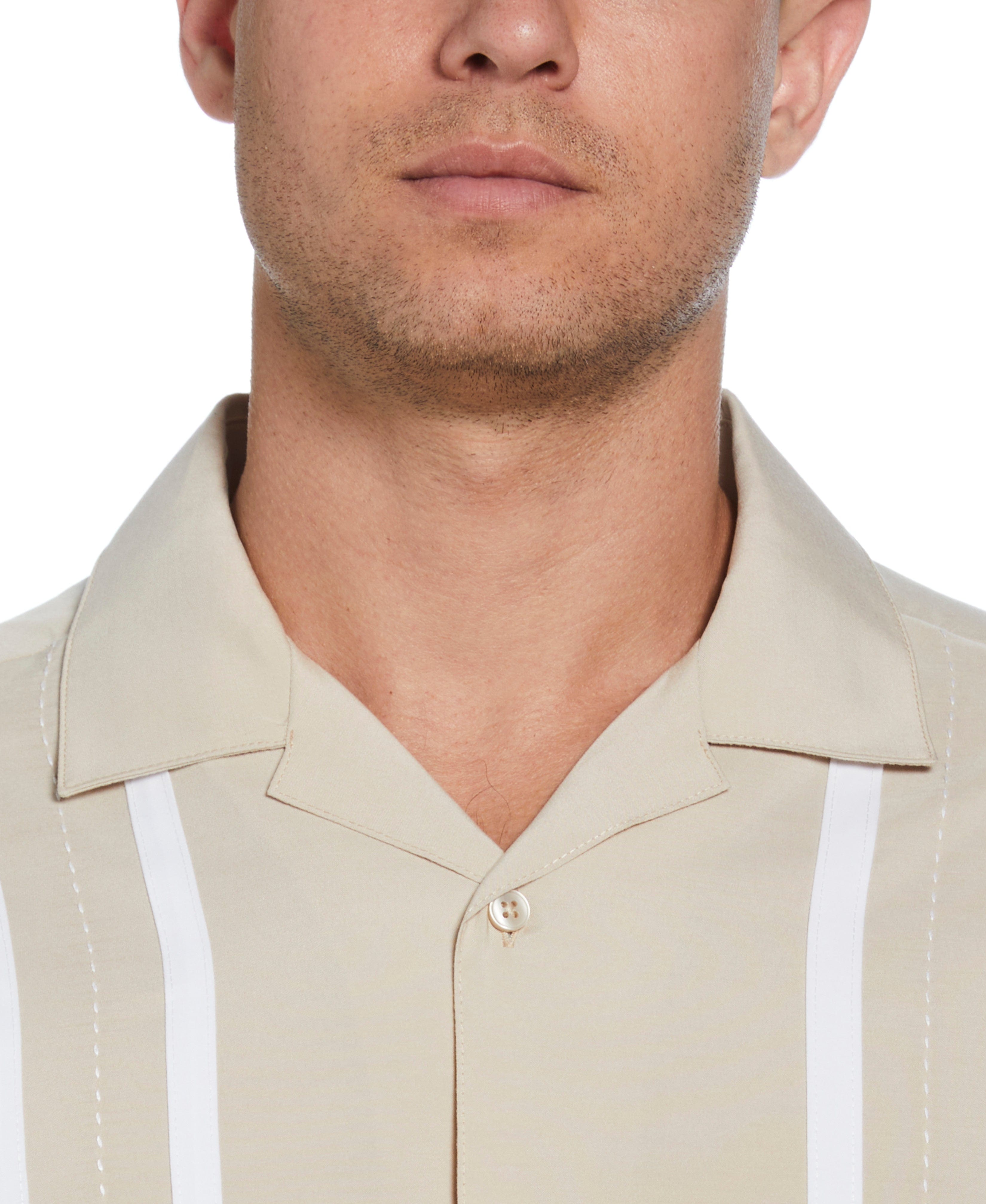 Contrast Panel Camp Collar Shirt