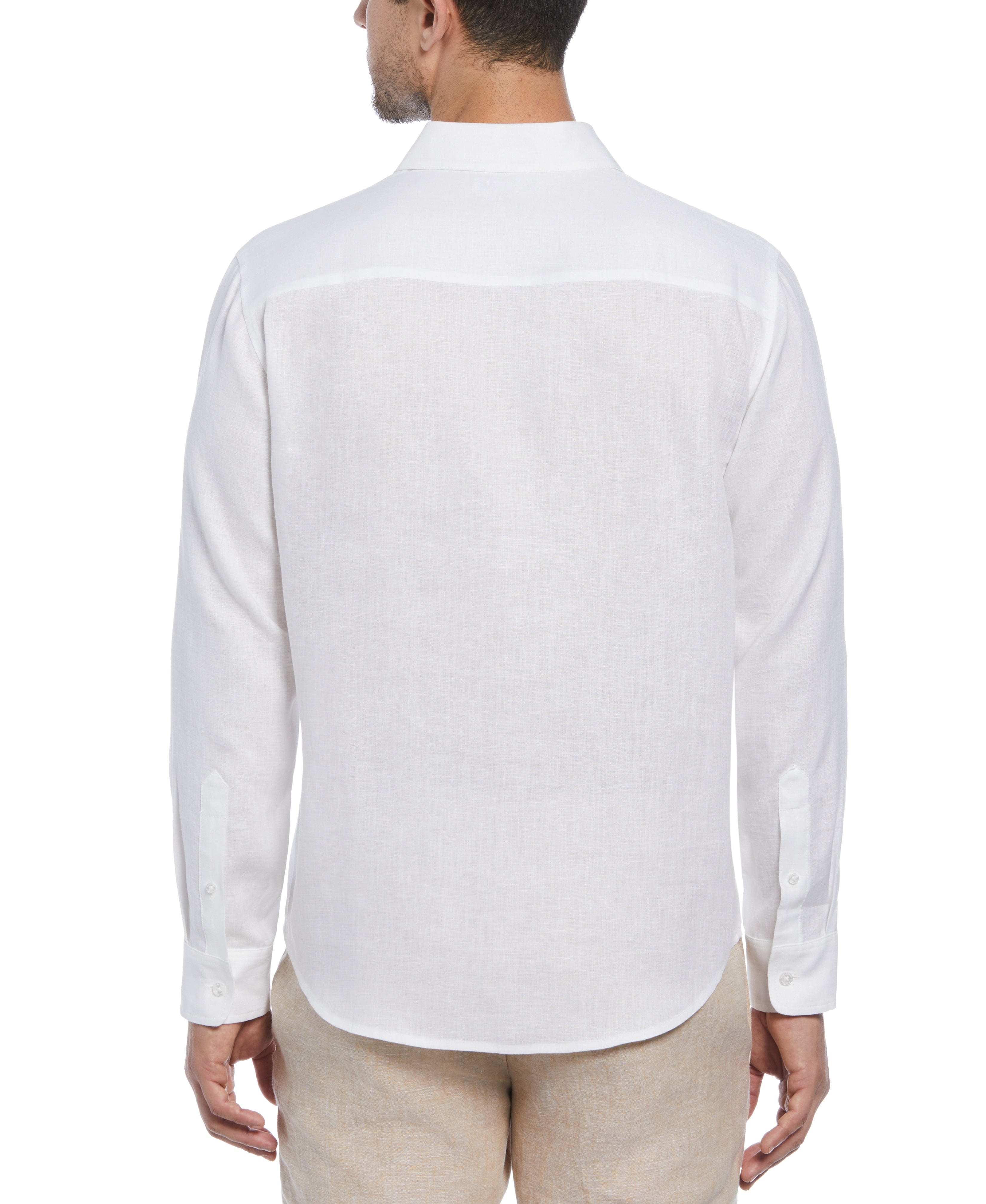 Cross Dye Linen Pintuck Embroidered Panel Shirt