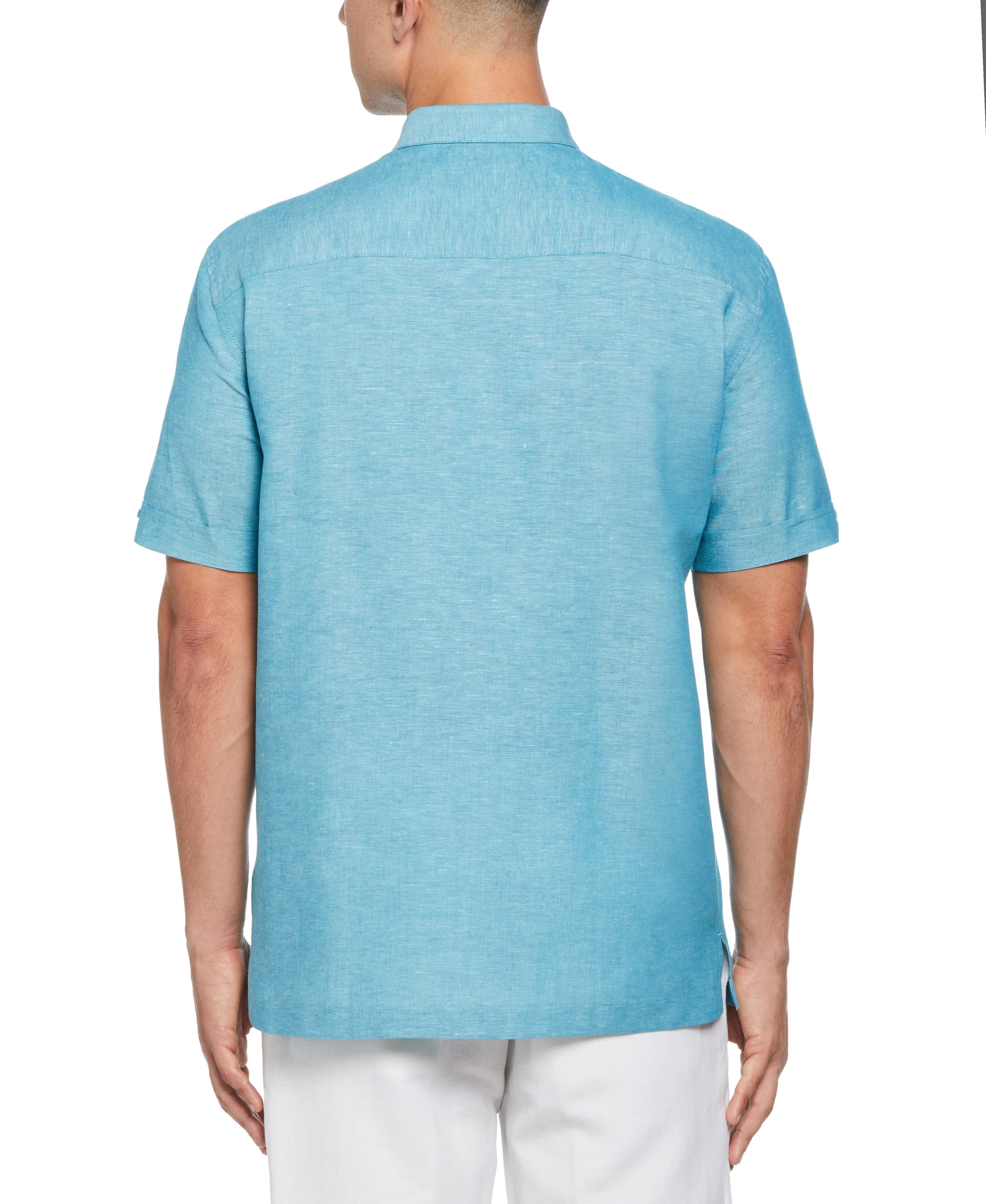 Fashion Four Pocket Linen-Blend Guayabera Shirt