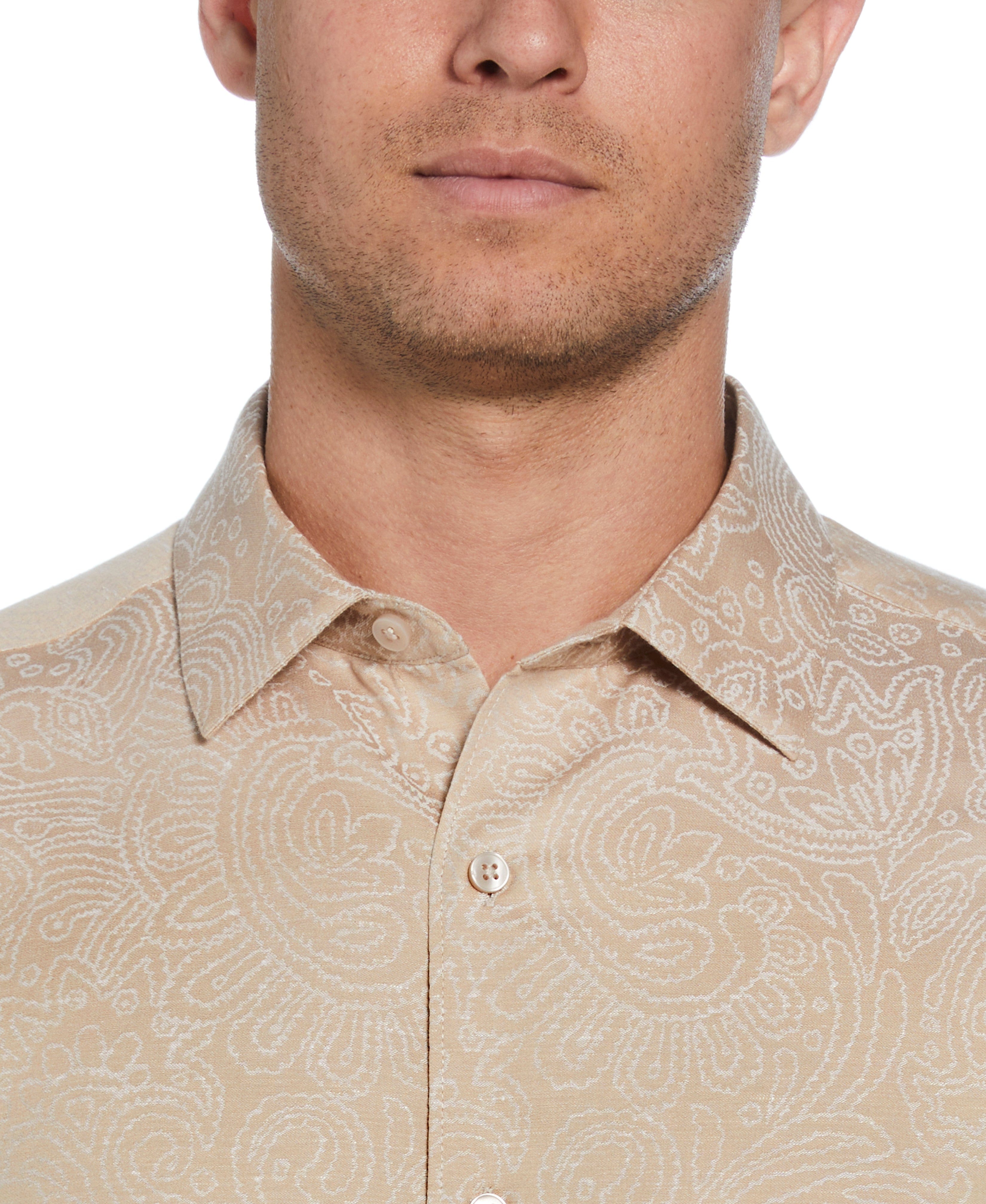 Jacquard Abstract Floral Paisley Print Shirt