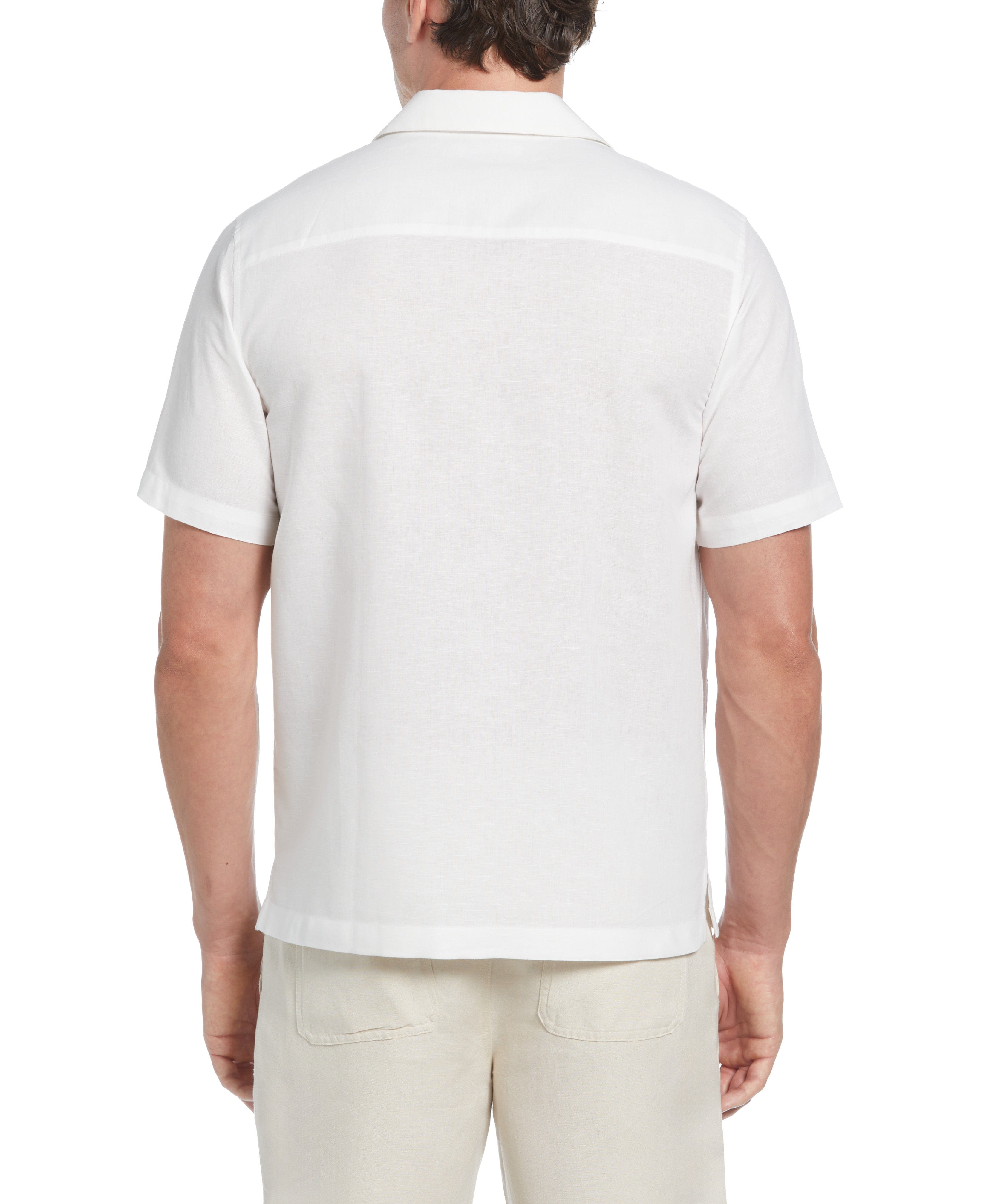 Linen-Blend Applique Panel Guayabera Shirt