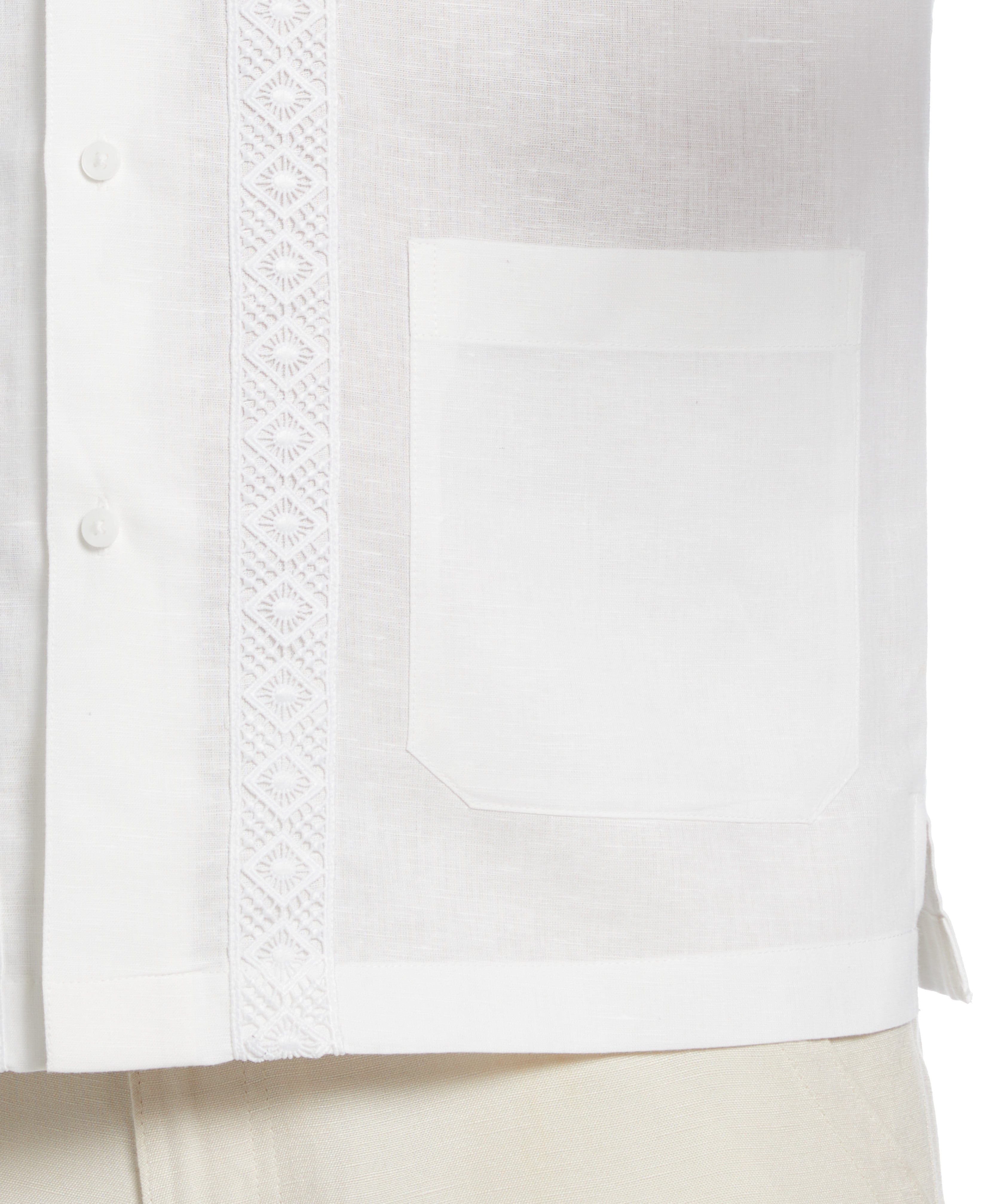 Linen-Blend Applique Panel Guayabera Shirt
