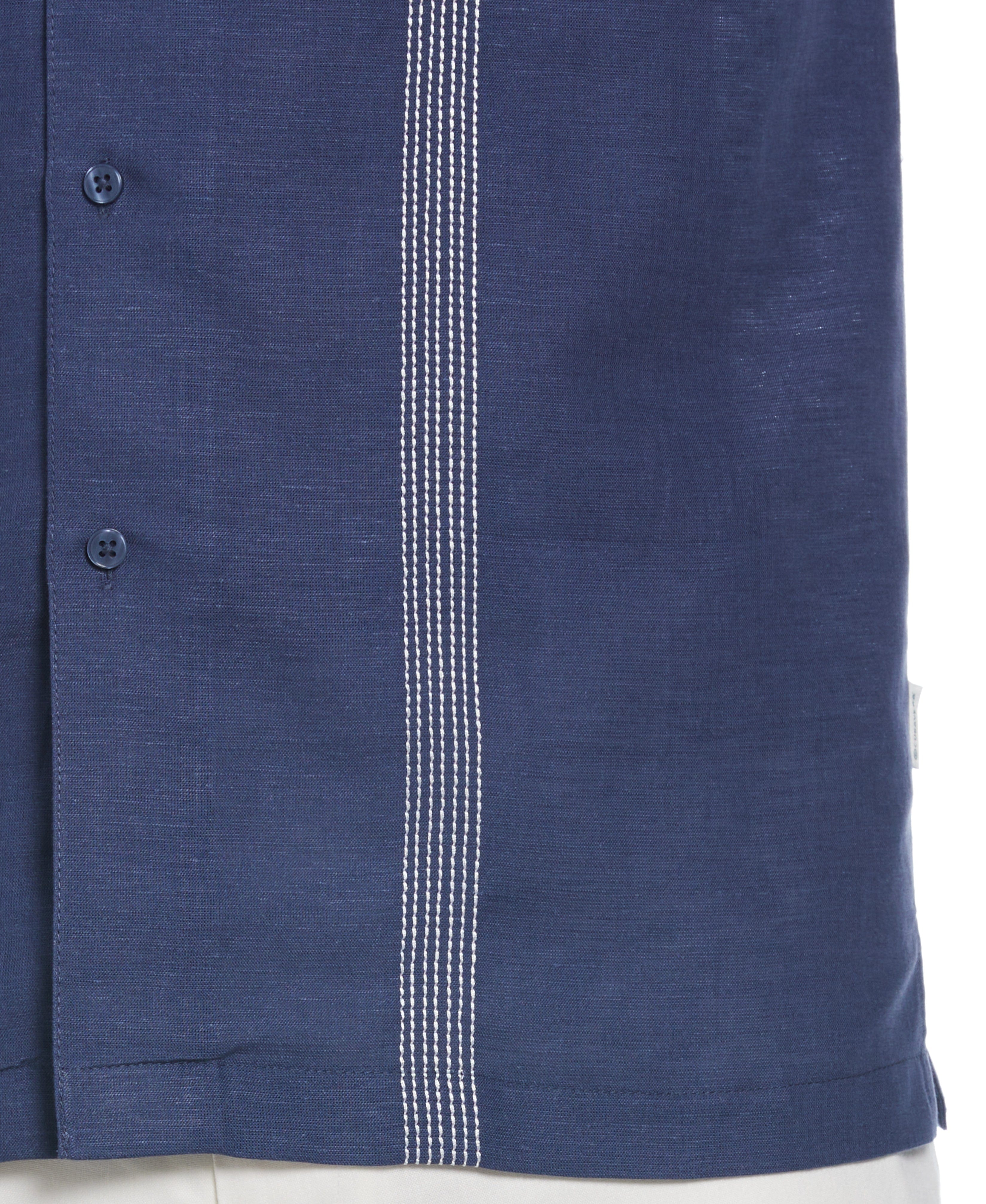 Linen Blend Asymmetrical Tropical Print Cuban Collar Shirt