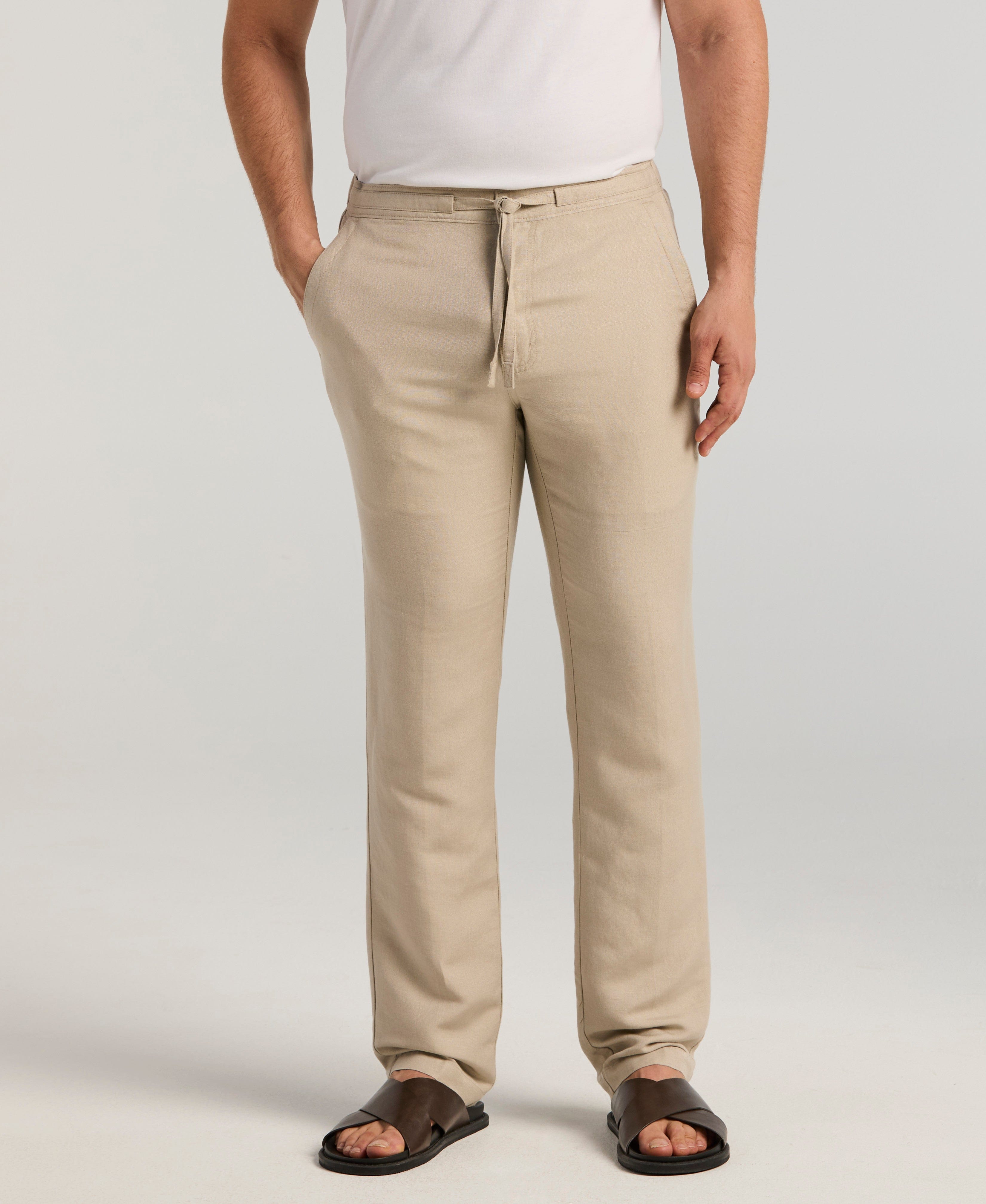 Linen-Blend Core Drawstring Pants