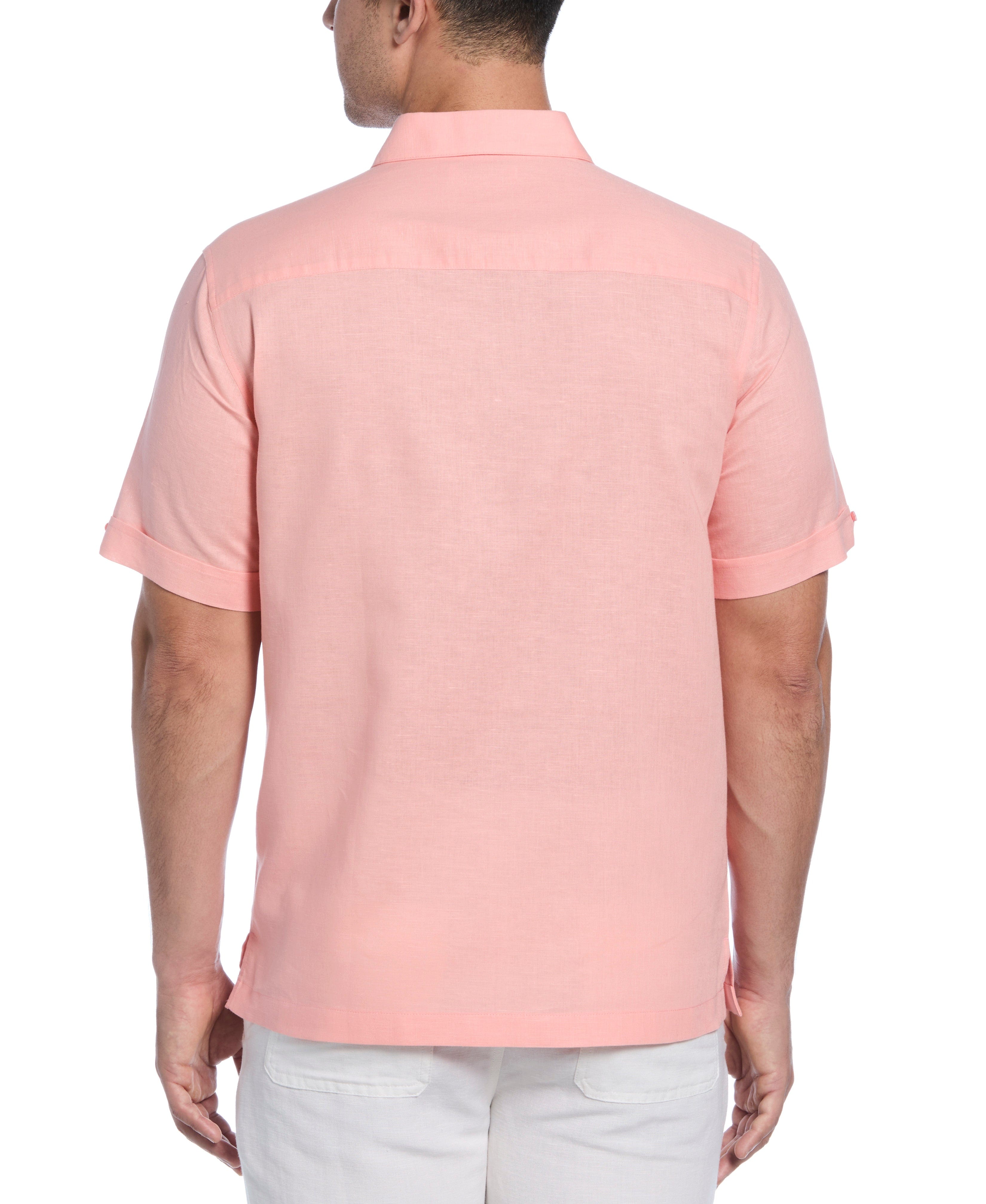 Linen Blend Embroidered Panel Shirt