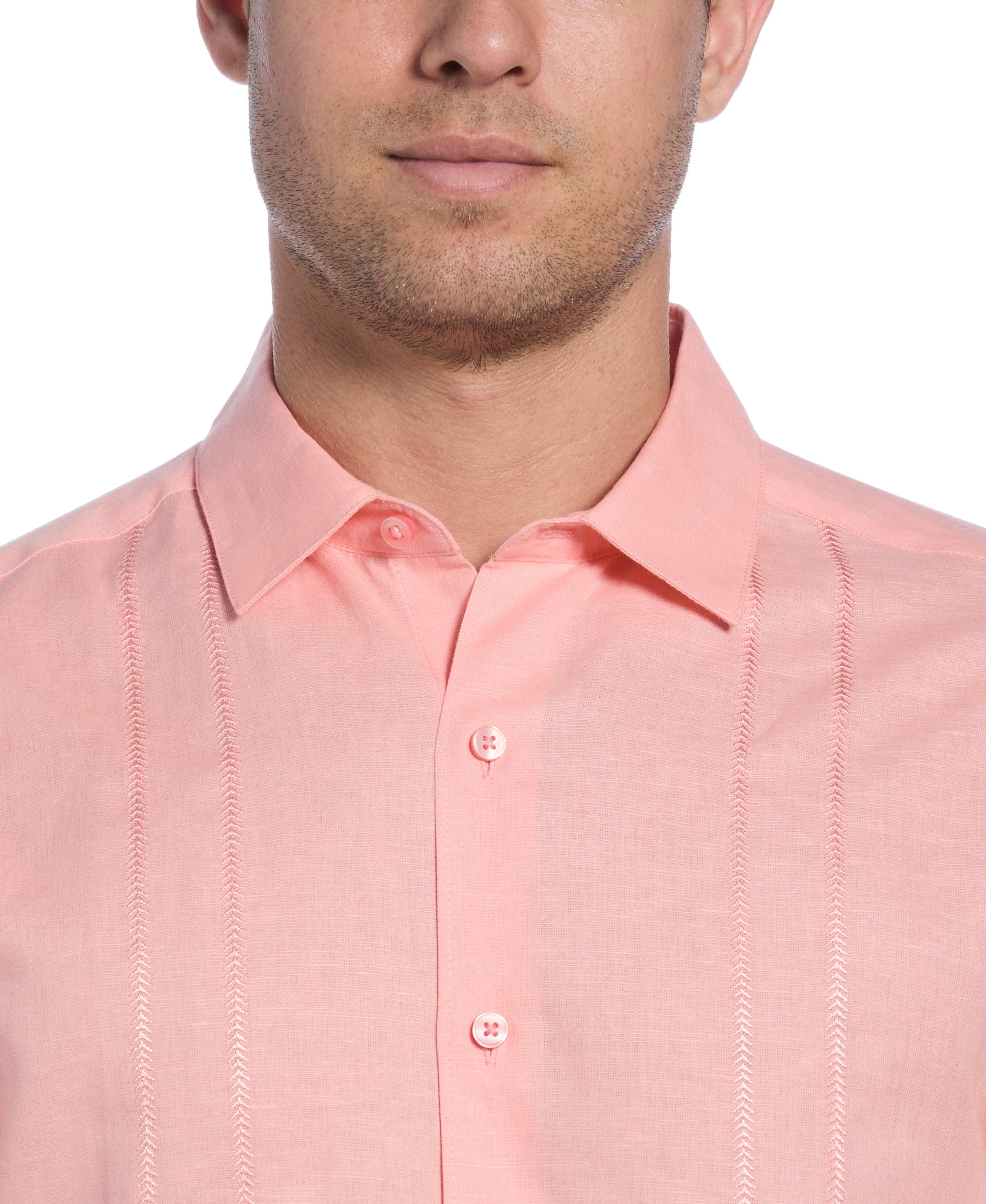 Linen Blend Embroidered Panel Shirt