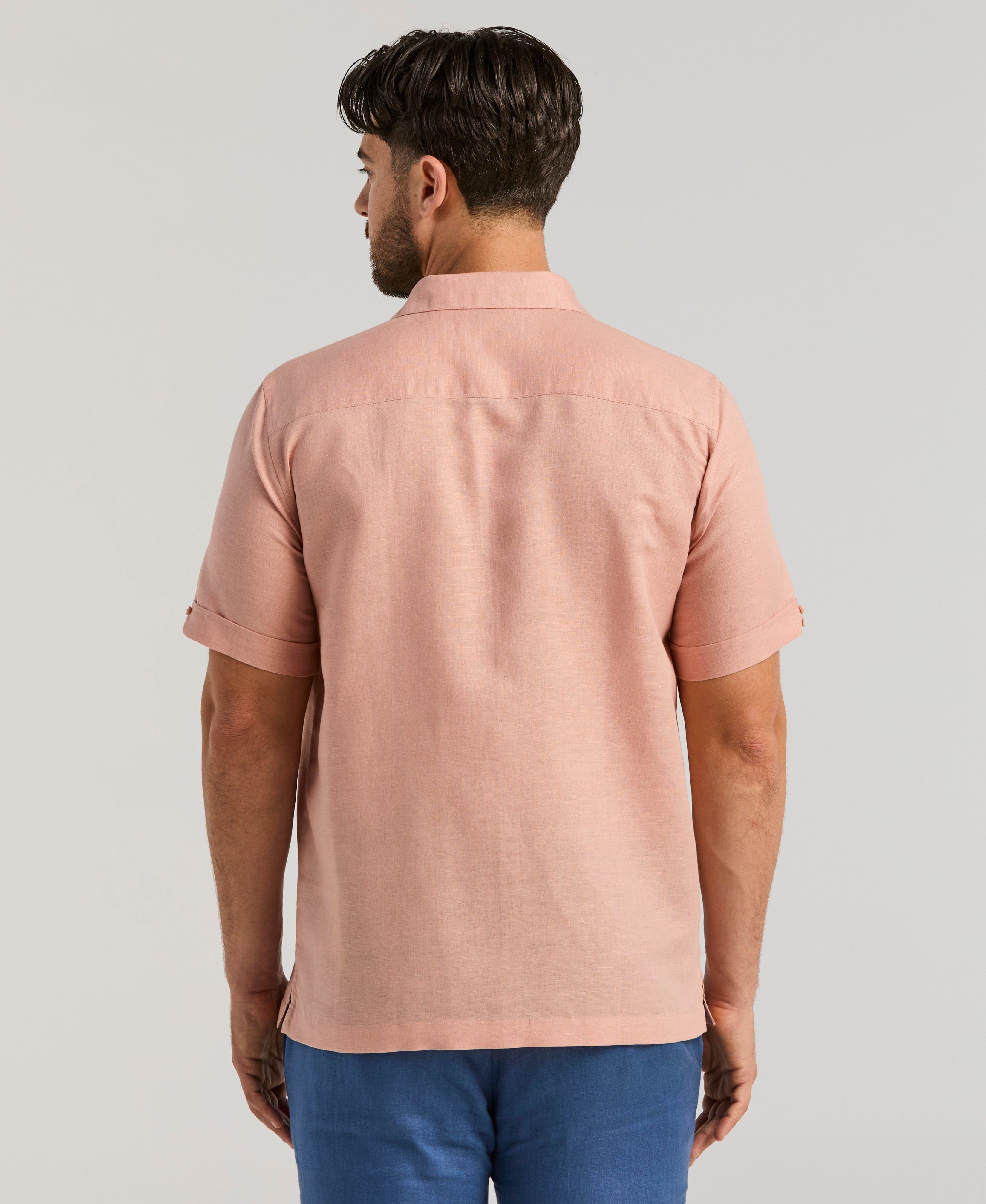 Linen Blend Embroidered Panel Shirt
