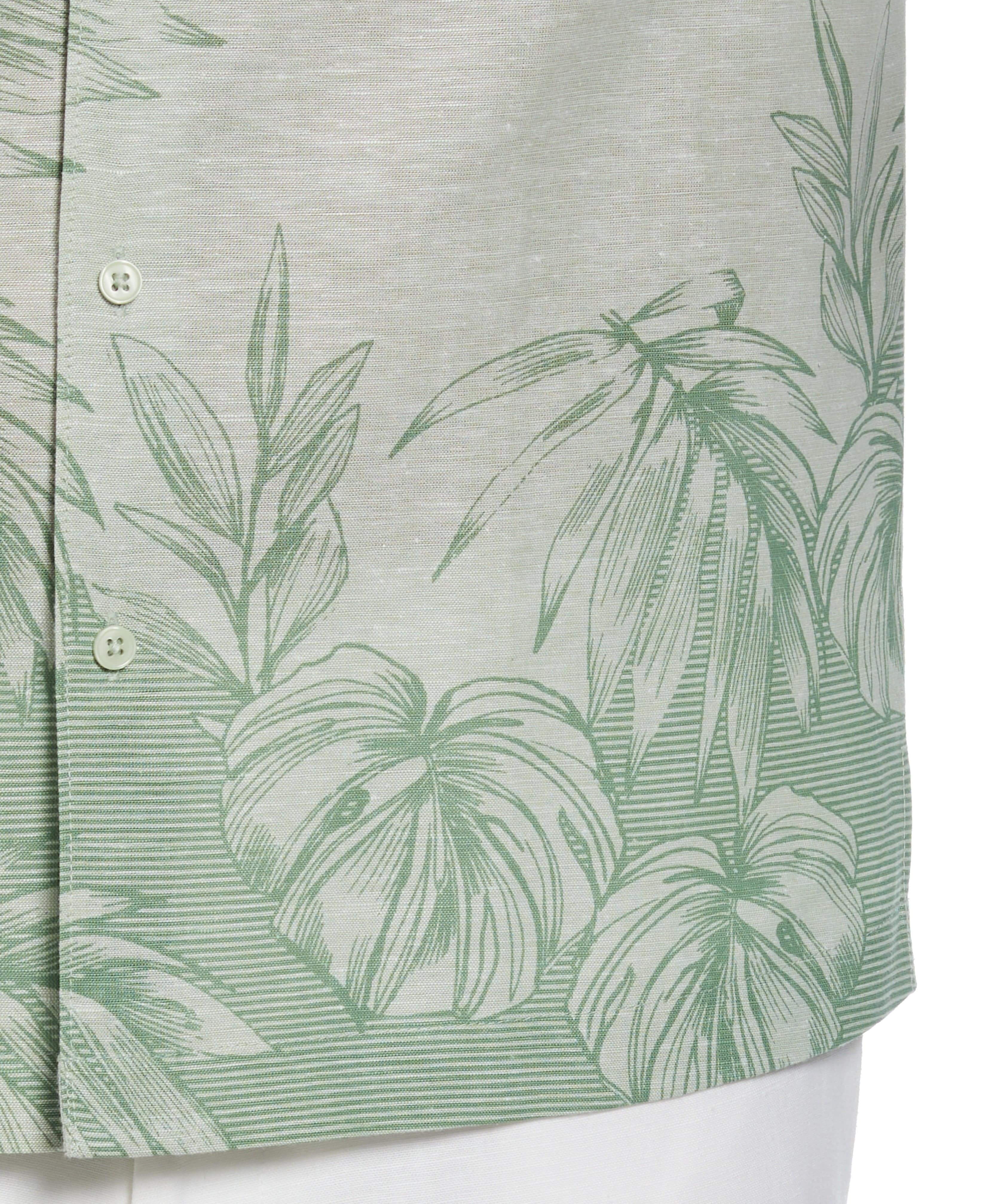 Linen Blend Engineered Tropical Print Shirt