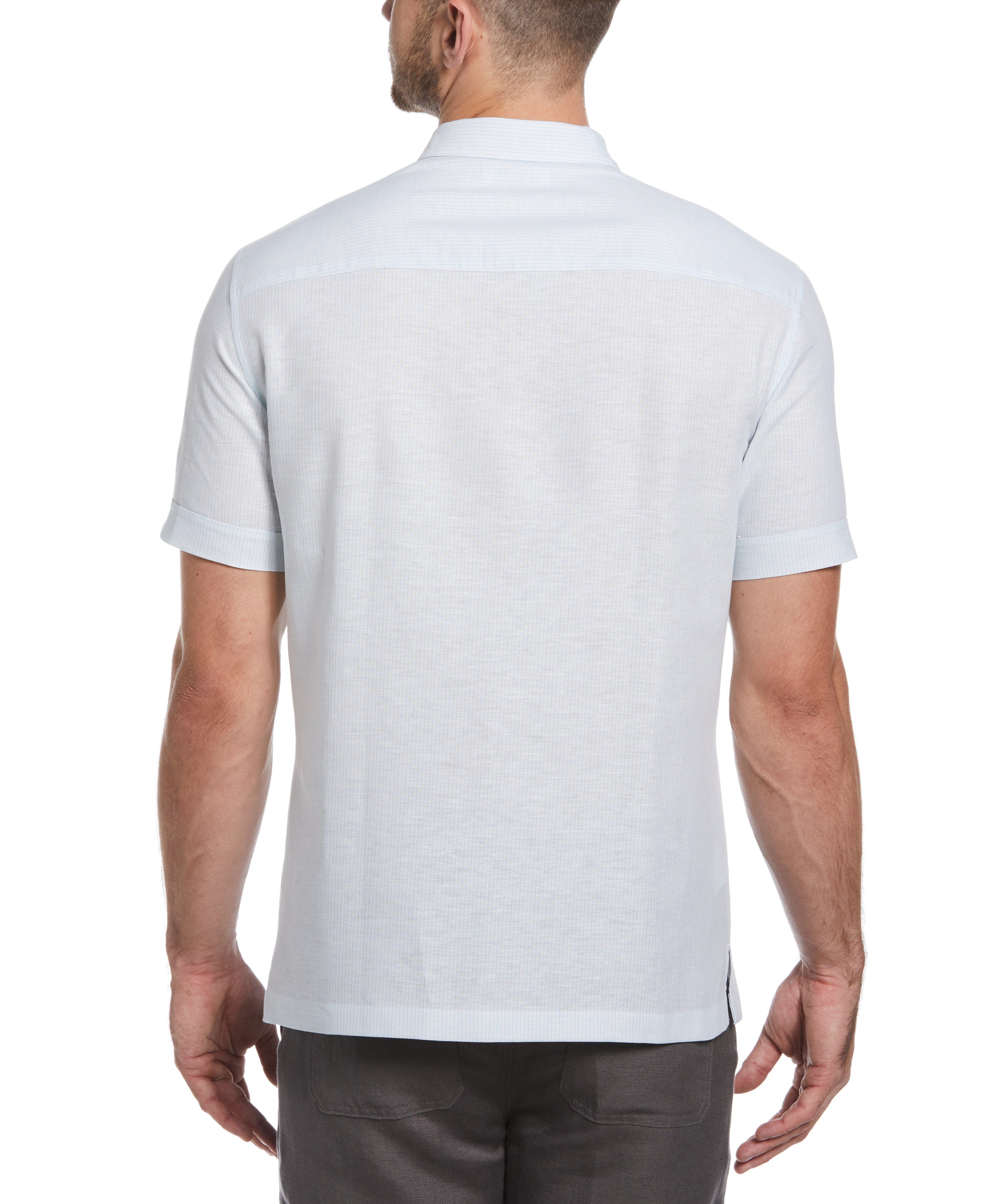 Linen Blend Engineered Yarn-Dyed Panel Shirt