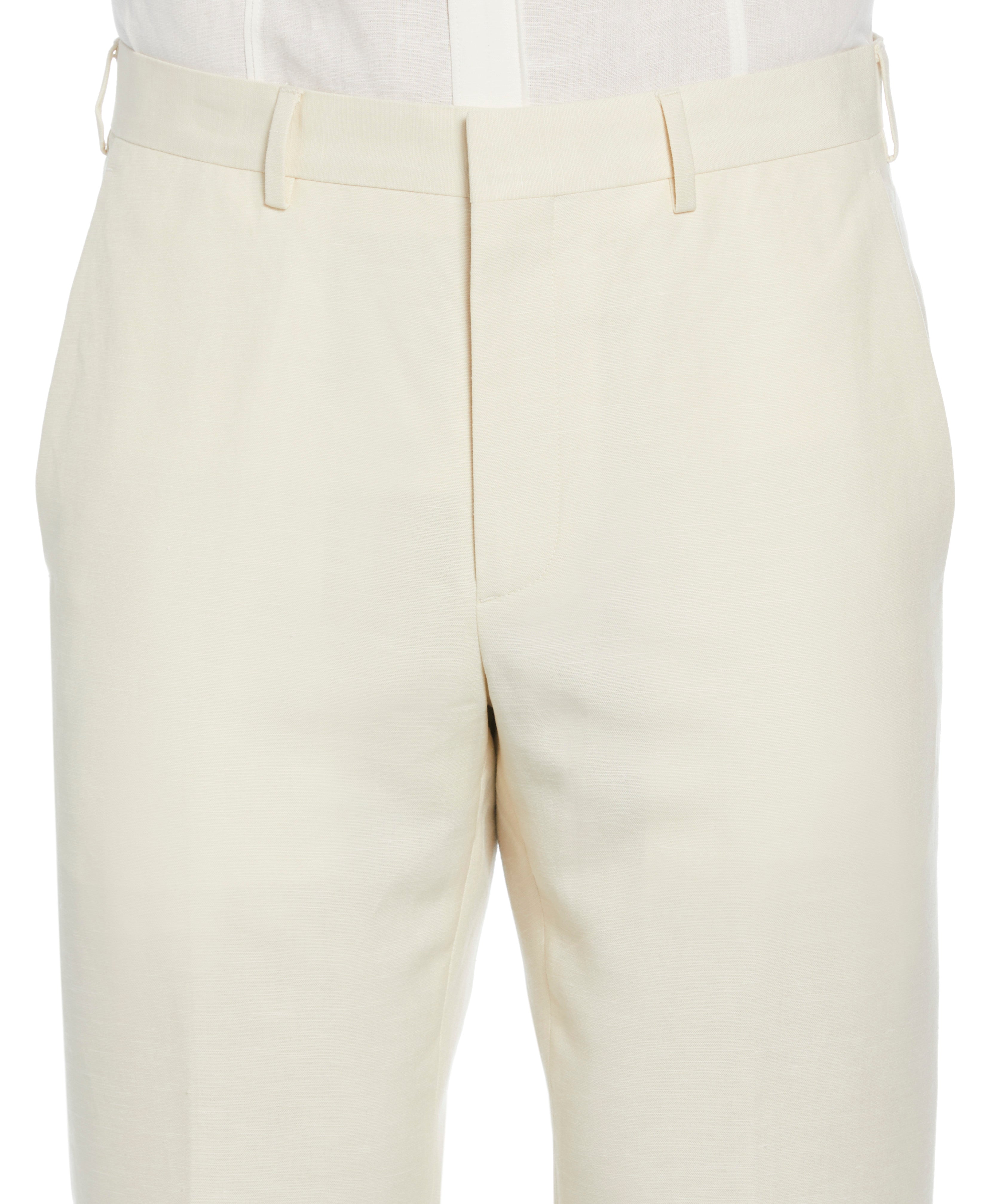 Linen Blend Flat Front Dress Pant