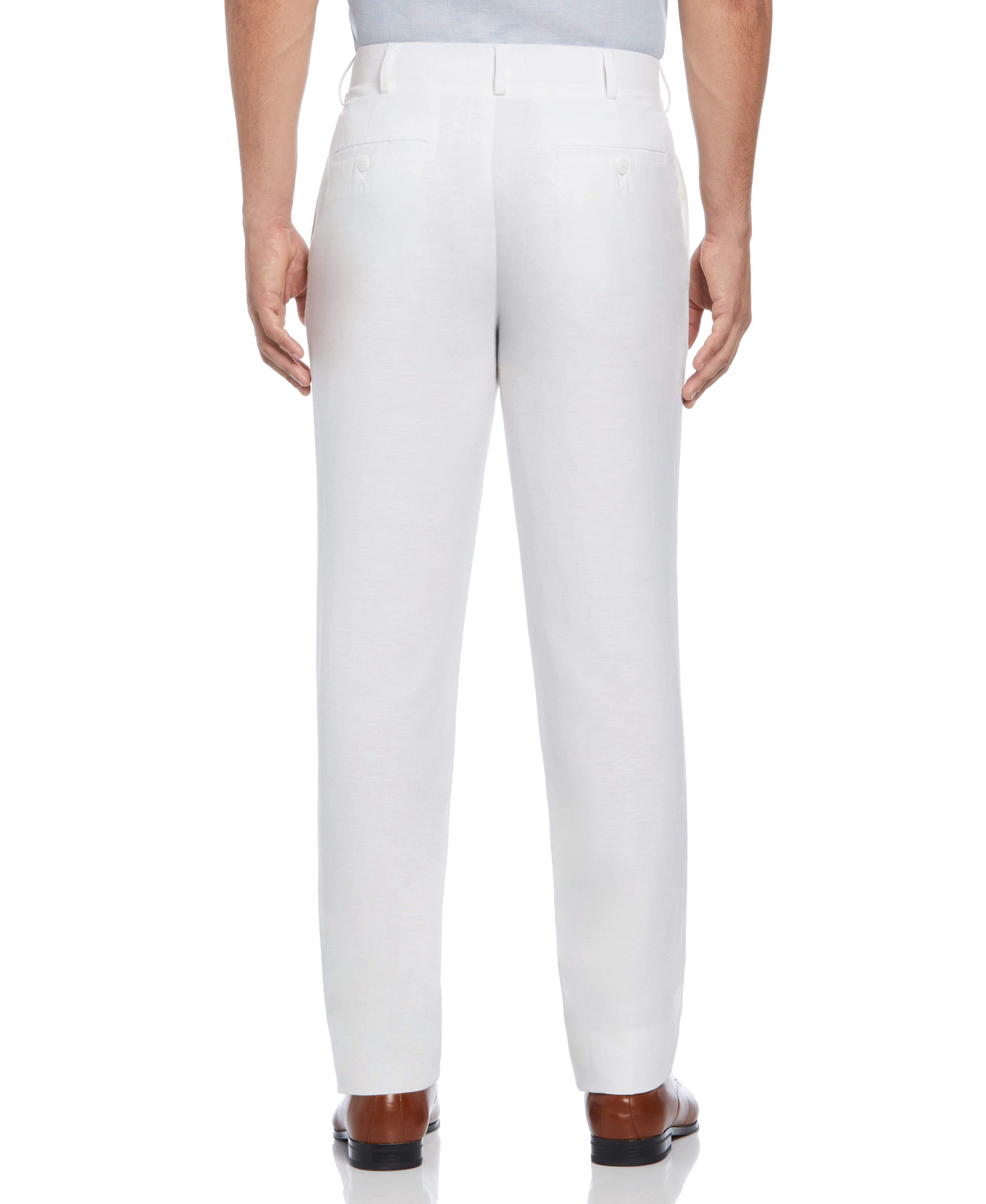 Linen Blend Flat Front Dress Pant