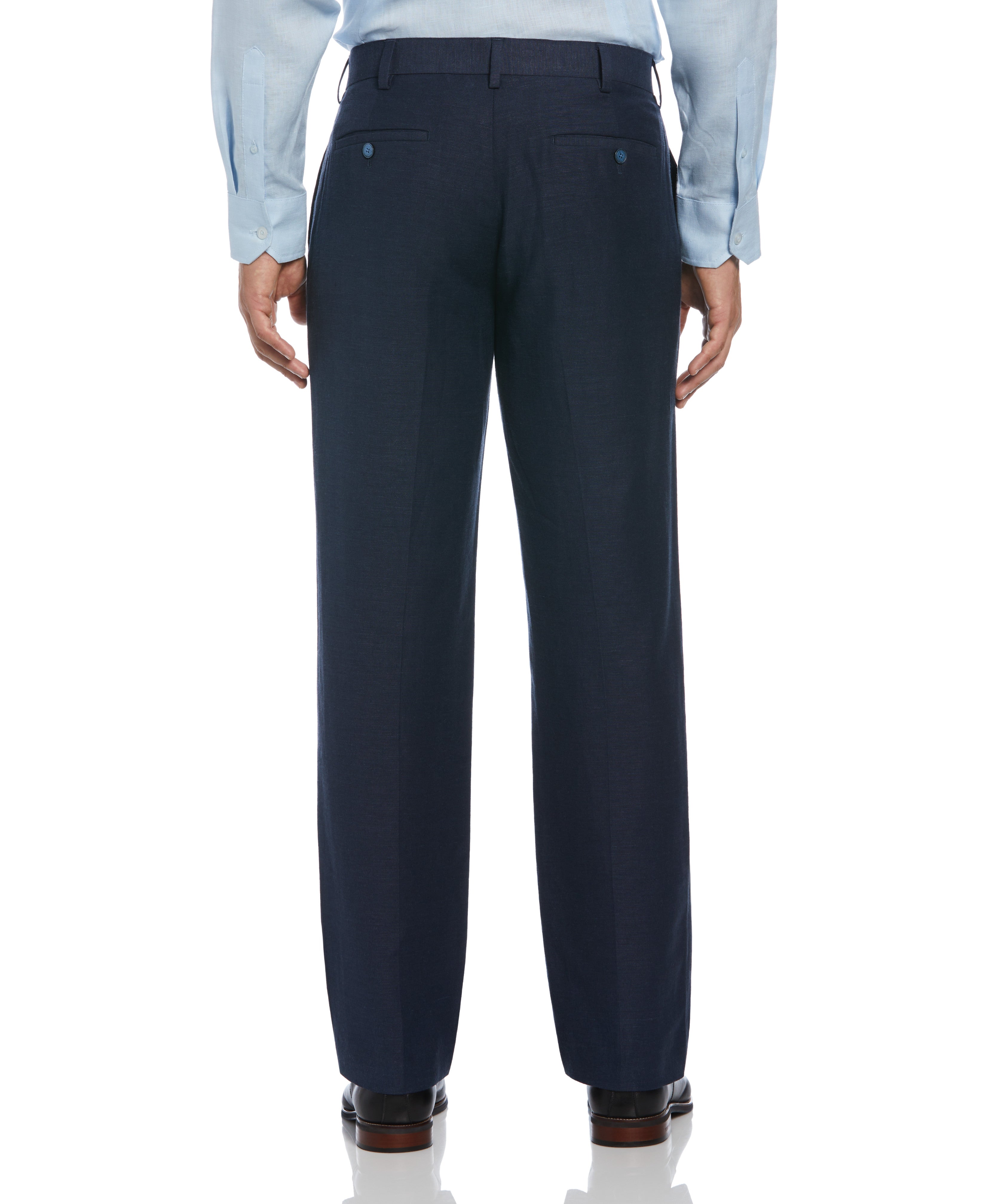 Linen Blend Flat Front Dress Pant
