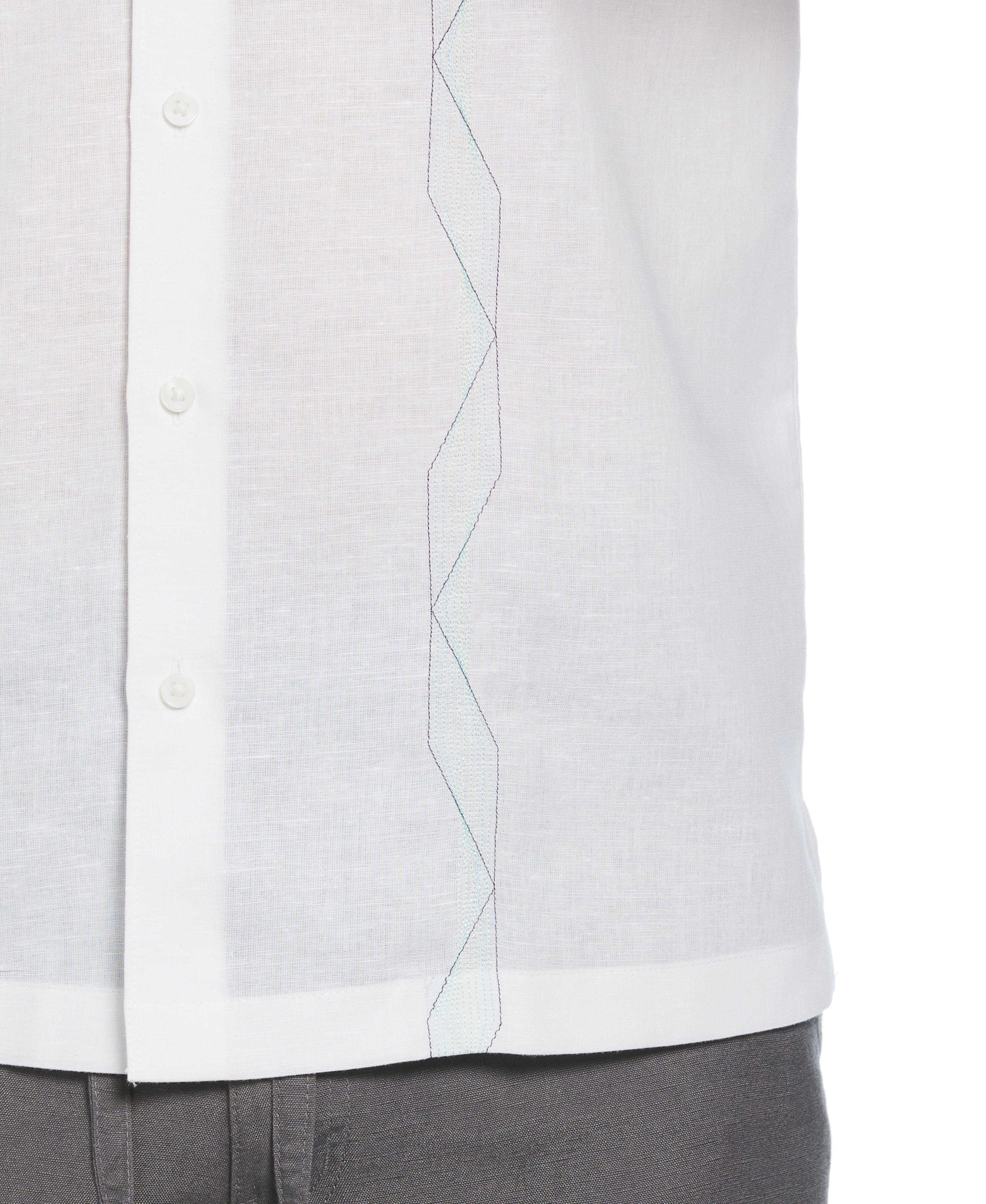 Linen Blend Geo Embroidered Panel Shirt