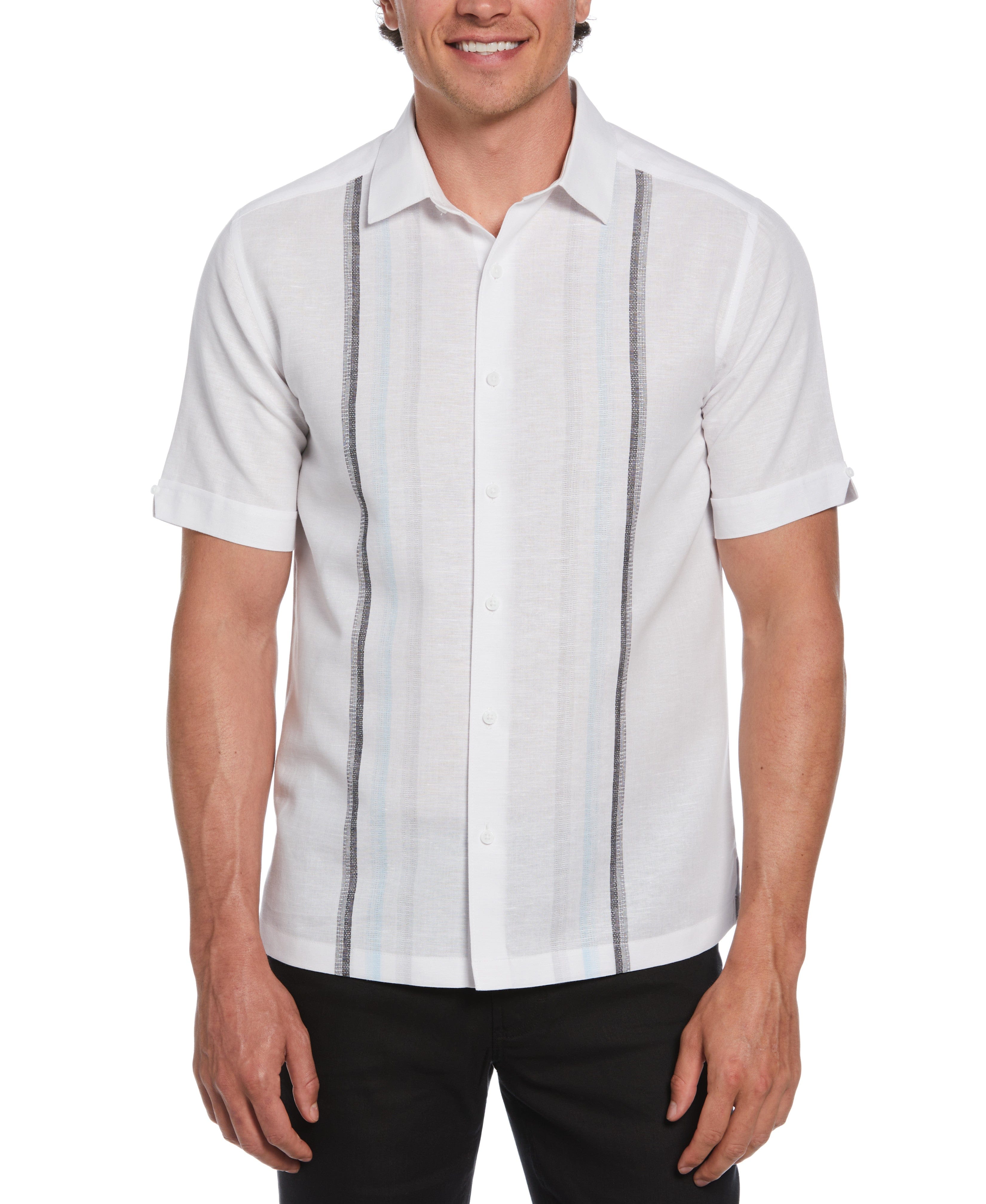 Linen Blend Gradient Panel Shirt