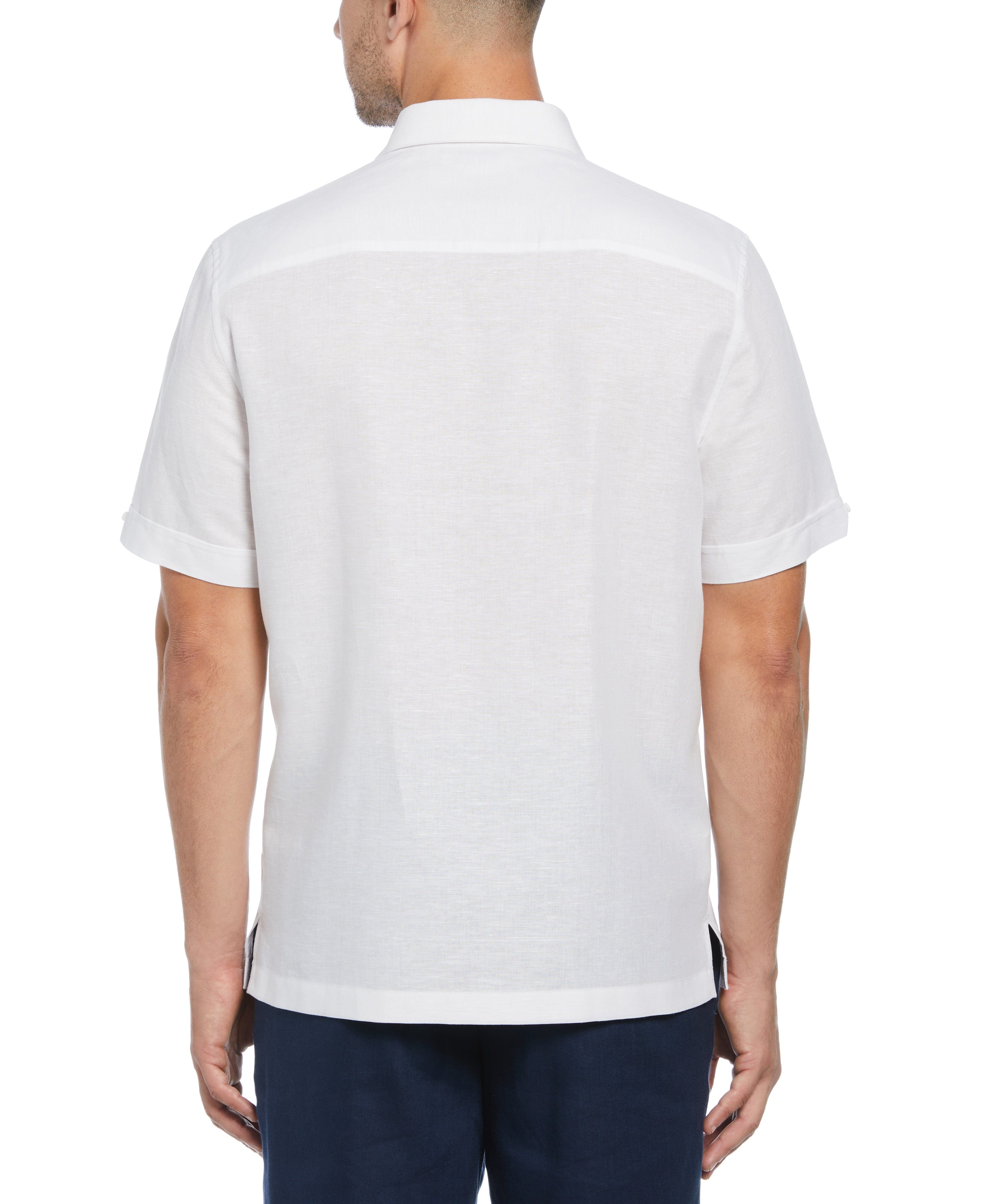 Linen Blend Gradient Stripe Panel Shirt