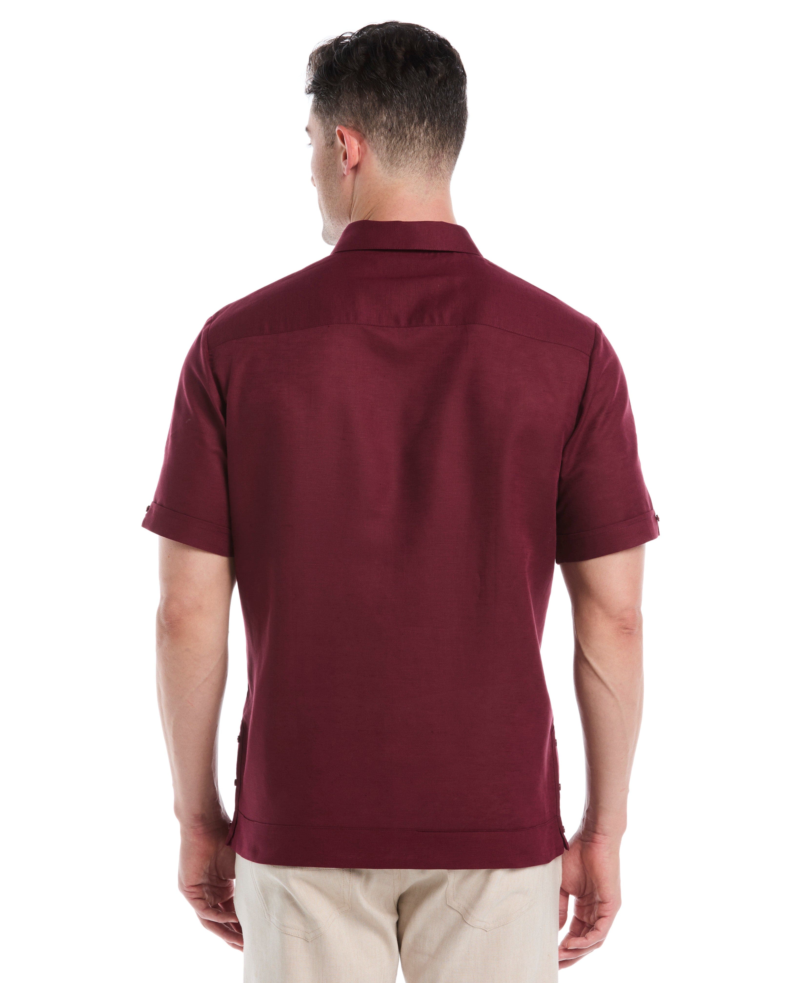 Linen Blend No-Pocket Guayabera Shirt