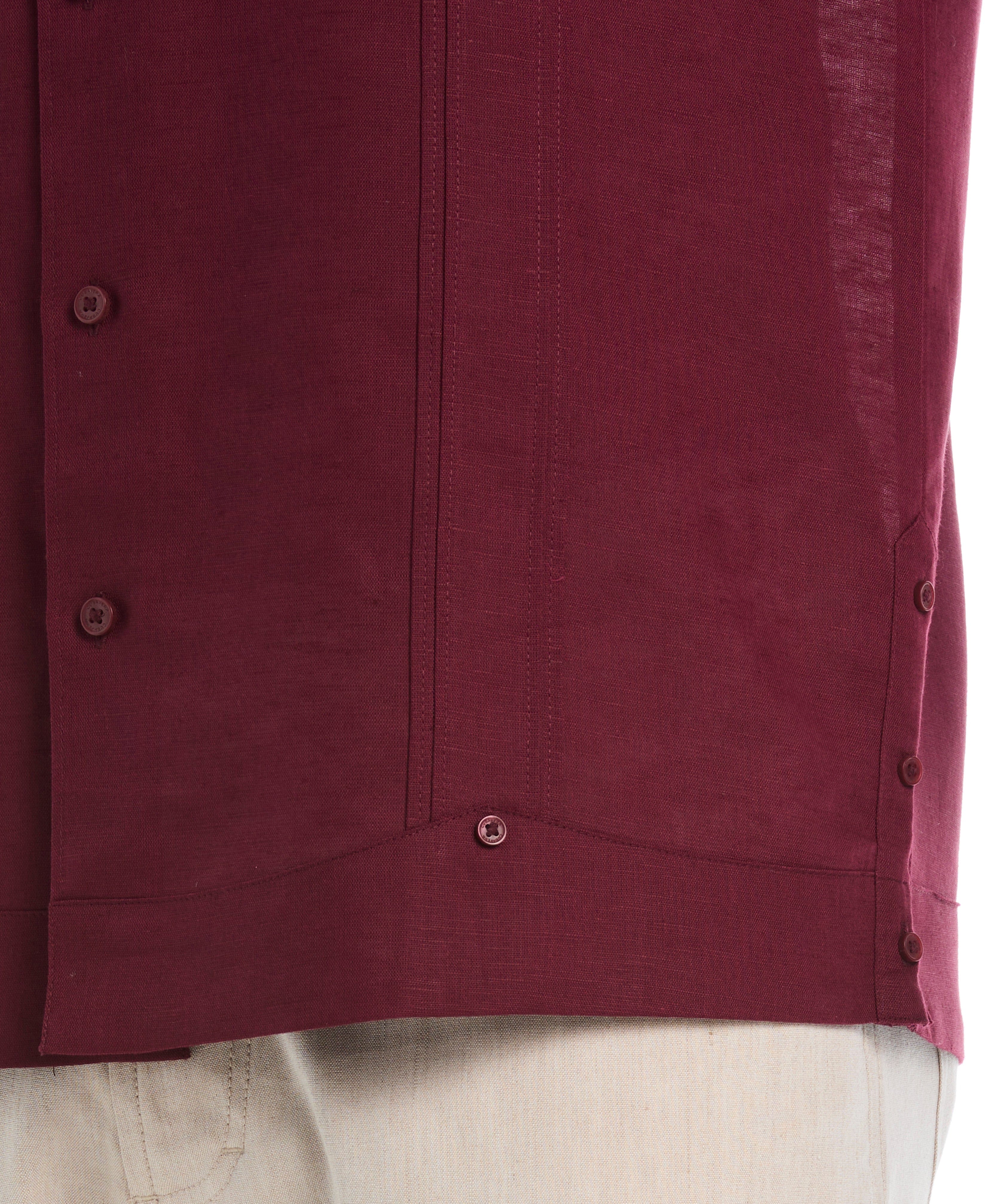 Linen Blend No-Pocket Guayabera Shirt