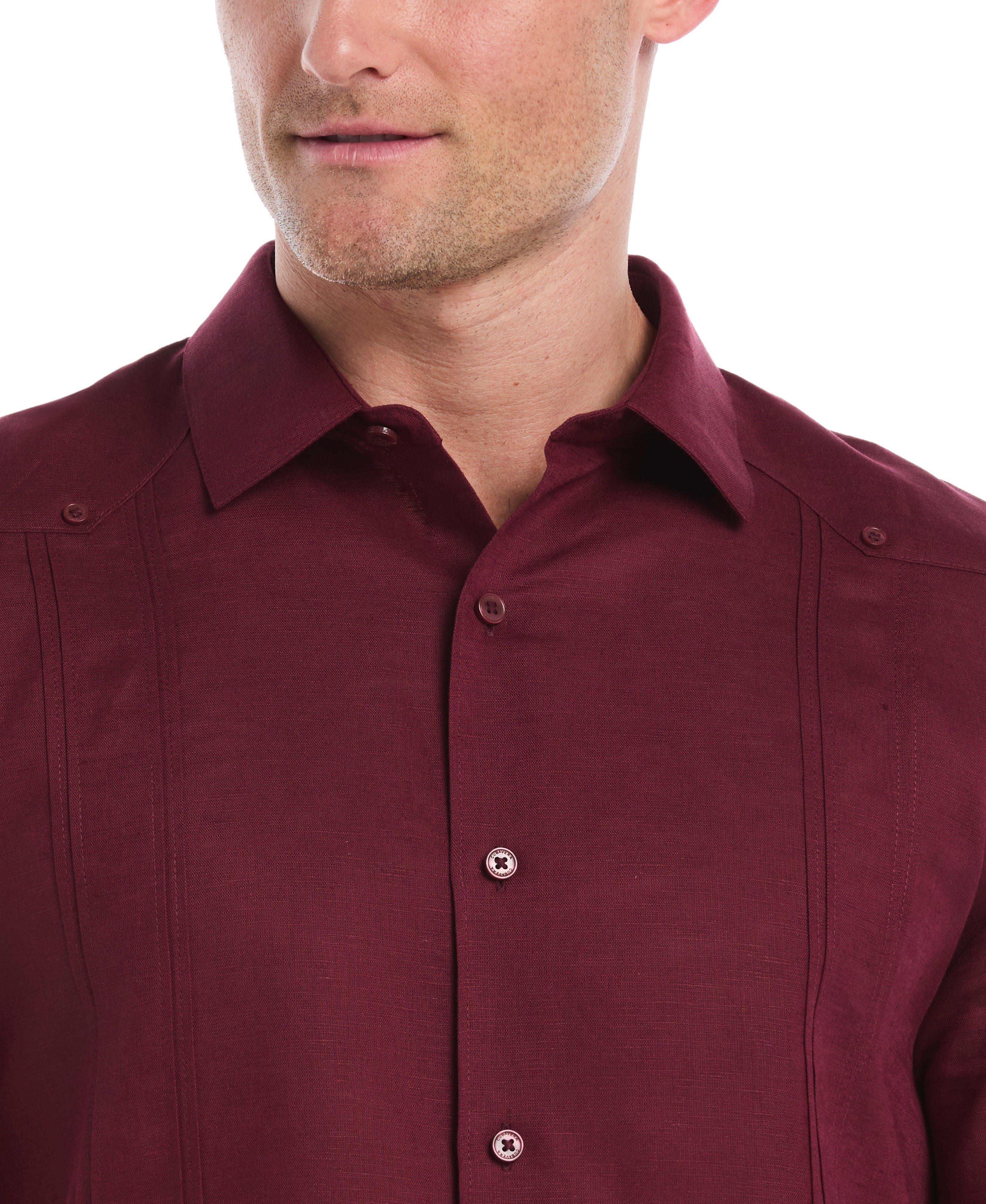 Linen Blend No-Pocket Guayabera Shirt