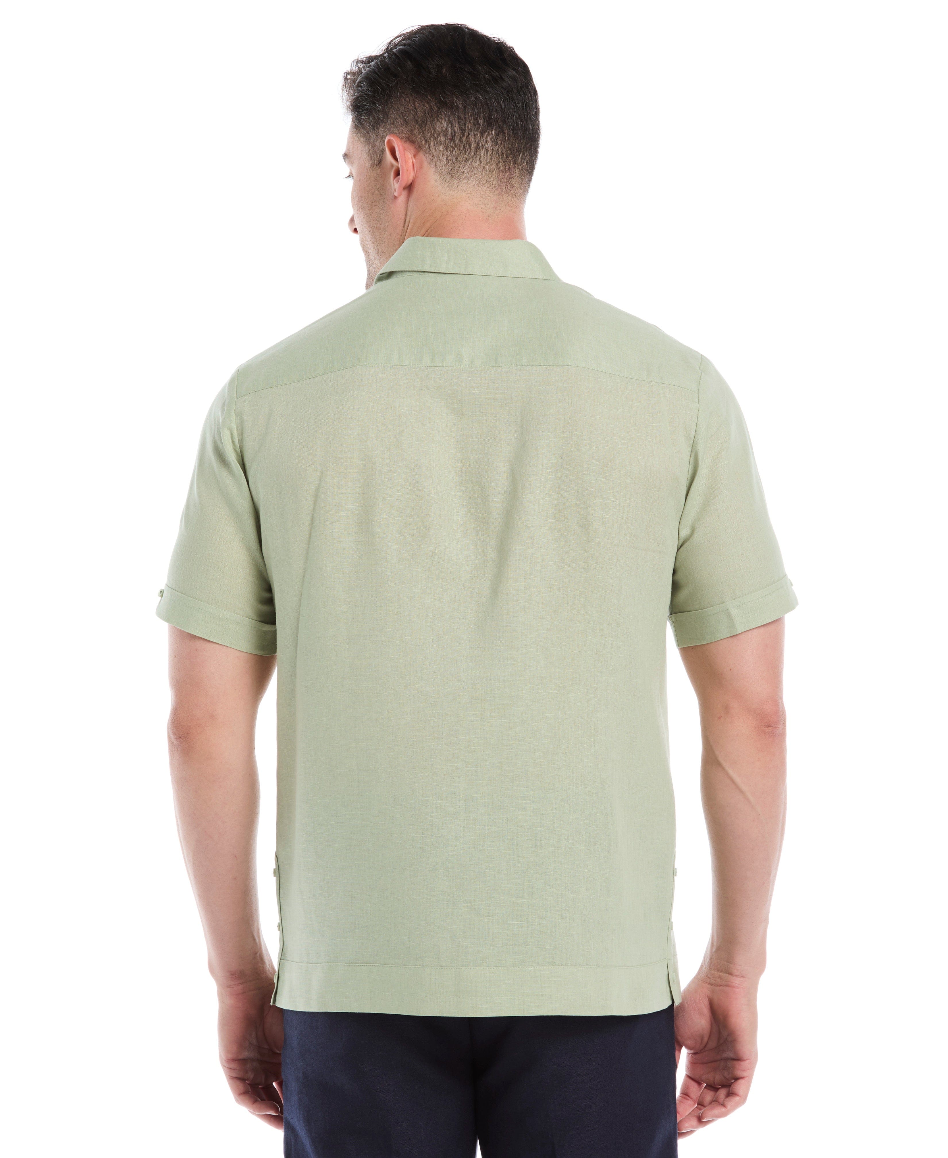 Linen Blend No-Pocket Guayabera Shirt