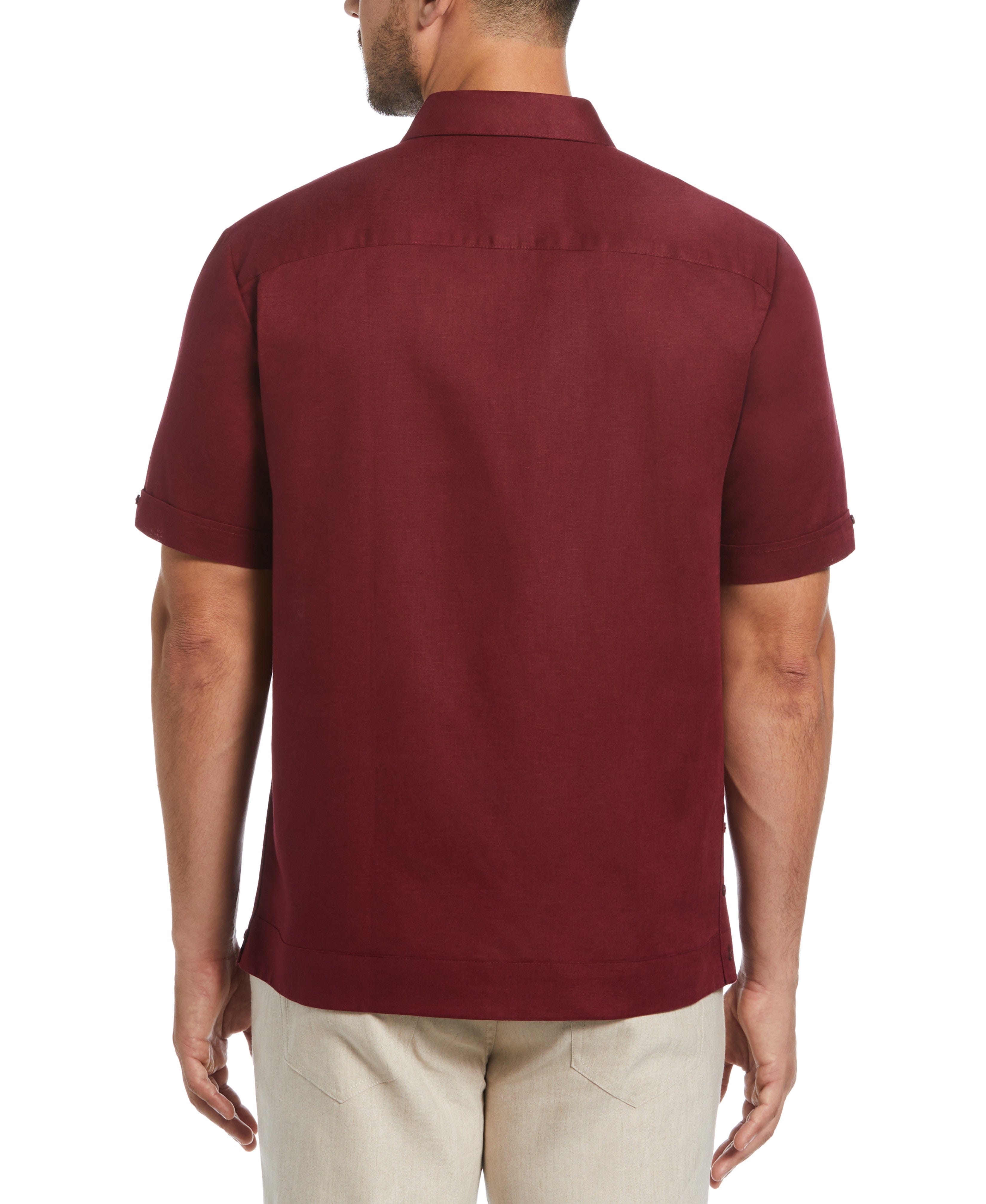 Linen Blend No-Pocket Guayabera Shirt